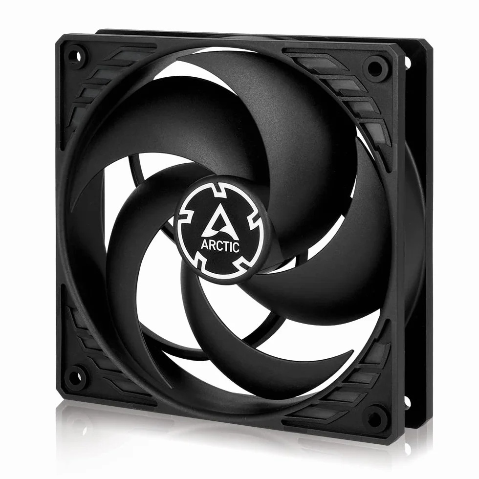 ARCTIC P12 Silent - 120 mm Ventola per PC molto Silenziosa, 0,08 Sone, Sistema Anti-Vibrante, Pressione Statica, Velocità 1050 RPM, 0,08 Sone - Nero