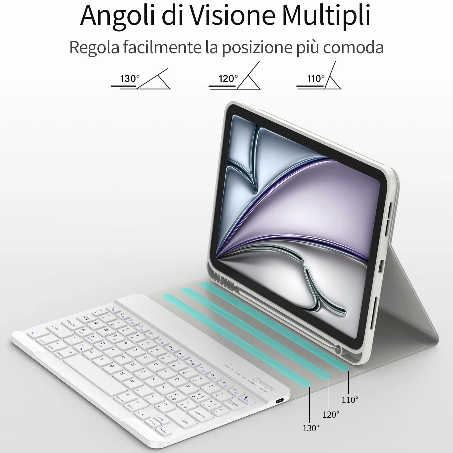 TQQ Cover con Tastiera per iPad Air 11 pollici (M3 2025 e M2 2024), iPad Air 5ª/4ª Gen e iPad Pro 11 pollici(4ª, 3ª, 2ª, 1ª Gen), Tastiera Bluetooth Staccabile con Portapenna, Italiano QWERTY Layout