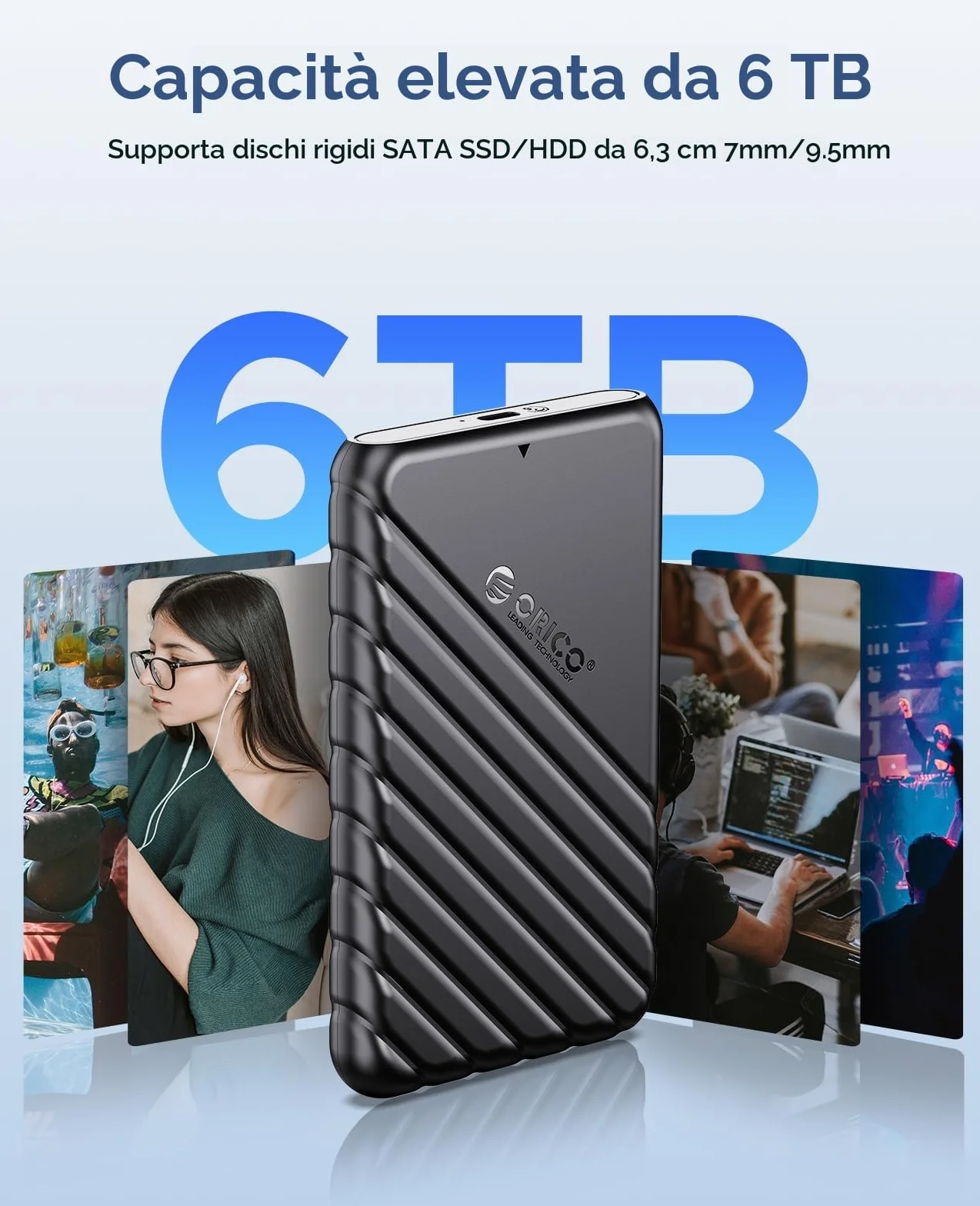 ORICO Custodia Esterna per Hard Disk 2,5 pollici, Case HDD/SSD SATA USB 3.0(6Gbps) compatibile con Unità da 7mm/9,5mm, Supporta UASP e TRIM, Installazione Senza Attrezzi – Nero 25PW1-U3