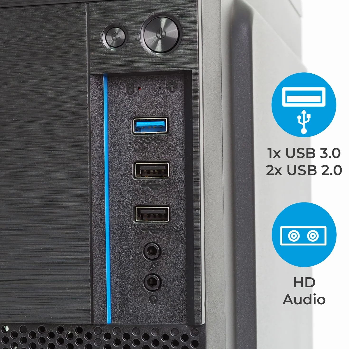 Case VulTech ATX VCO-A1699 Rev. 2.1 senza alimentatore, computer case compatto 2x Usb 2.0, 1x Usb 3.0, colore nero