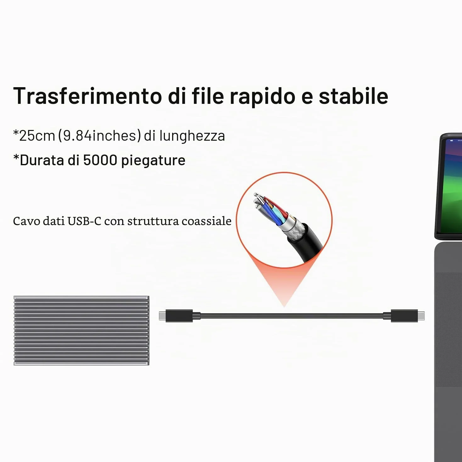 Qwiizlab Enclosure SSD USB4 senza ventola da 40 Gbps con telaio in alluminio, compatibile con Thunderbolt 5/4/3. Supporta PCIe M.2 NVMe fino a 8 TB (SSD non incluso) (ES40UR (grigio))