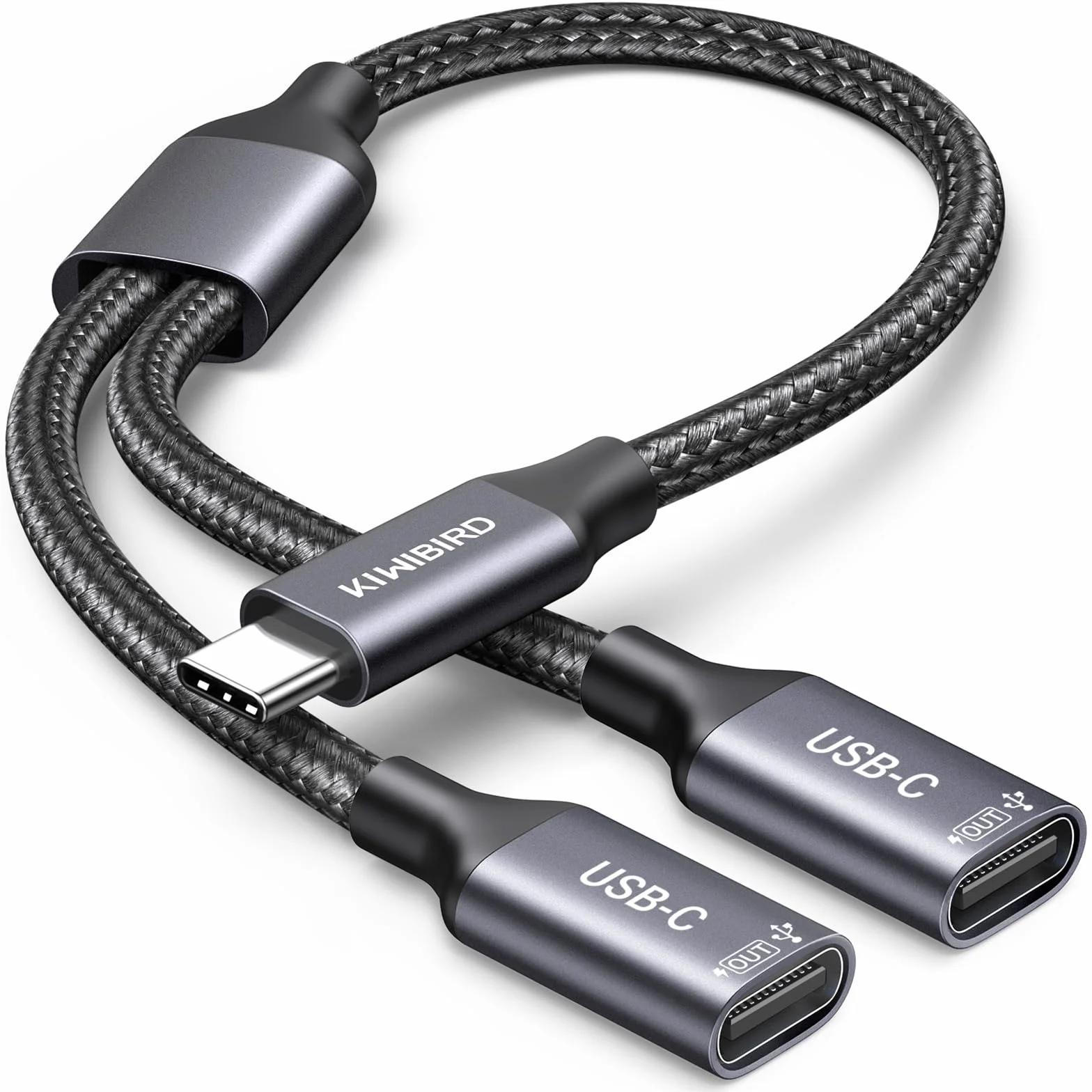 KiWiBiRD Sdoppiatore doppia presa USB C splitter 2 porte, adattatore Tipo C maschio a cavo doppio USB C femmina per dati ricarica, compatibile con laptop mac PS5 chiavetta tastiera mouse stampante