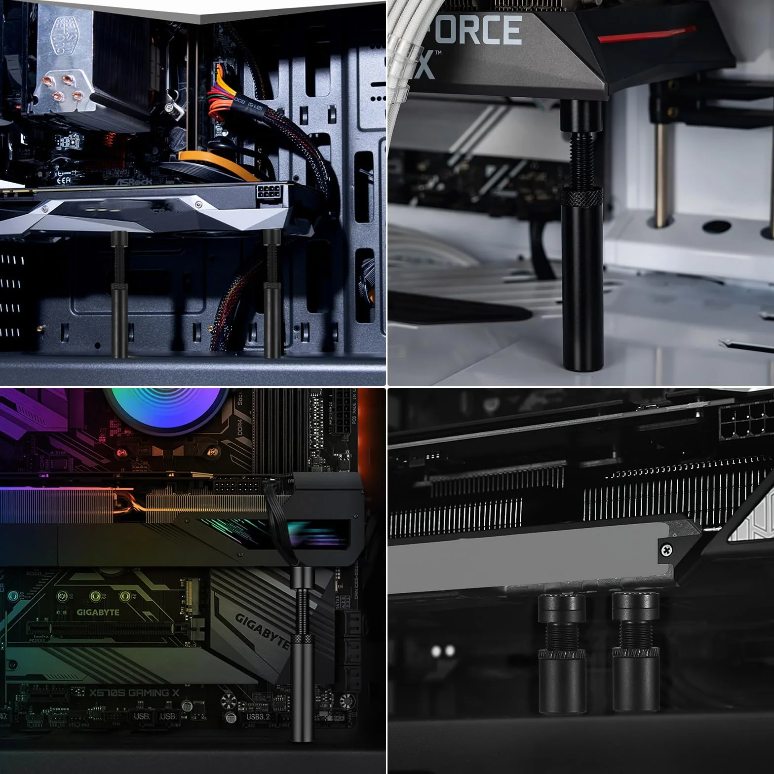2 supporti GPU, supporto per schede grafiche regolabili con base magnetica, supporto in alluminio in due dimensioni 26-50 mm e 72-120 mm, supporto SAG per computer desktop. Supporto per scheda grafica
