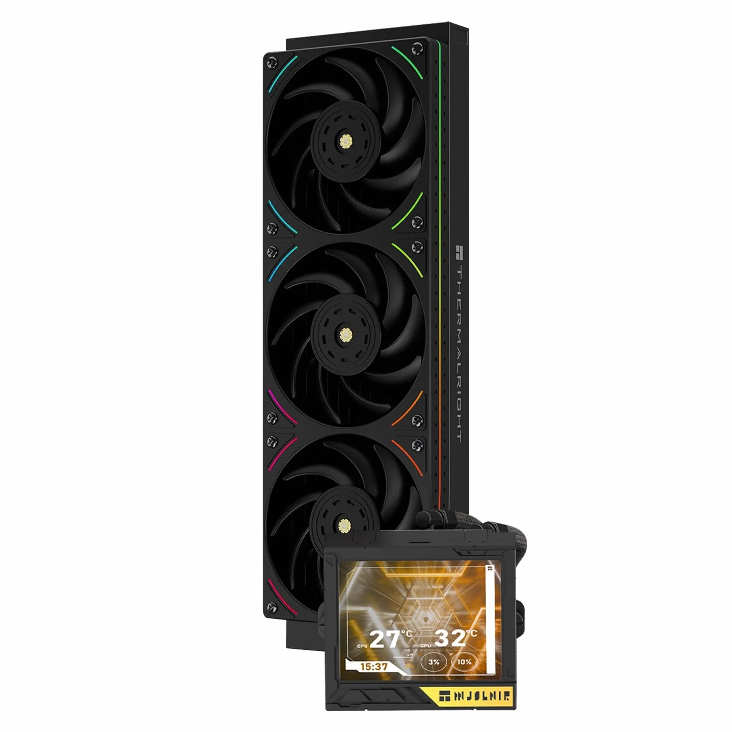 Thermalright-TR Mjolnir Vision 360 UB PRO ARGB - Raffreddatore per CPU Aio, specifica 360 con ventola in linea, schermo LCD da 3,5" con risoluzione 640 x 480 per AM4/AM5; Intel lga1851