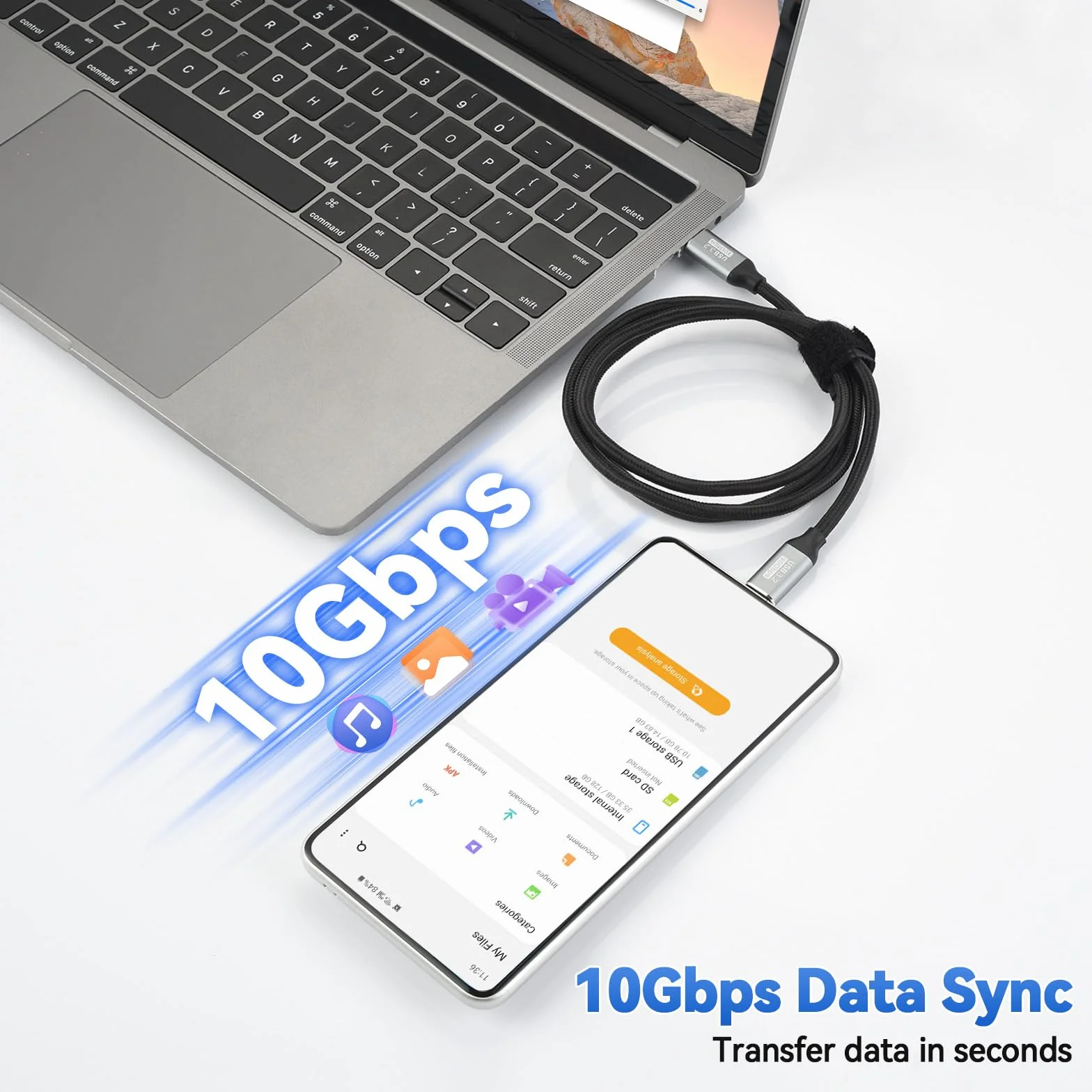ELUTENG Adattatore USB C a HDMI 4K con Cavo Video USB C 3.2, HDMI USB C Adapter Alluminio con Thunderbolt 3/4 per iPhone 16/15 Pro/Max MacBook iPad Pro/Air Surface Book 2 XPS Galaxy