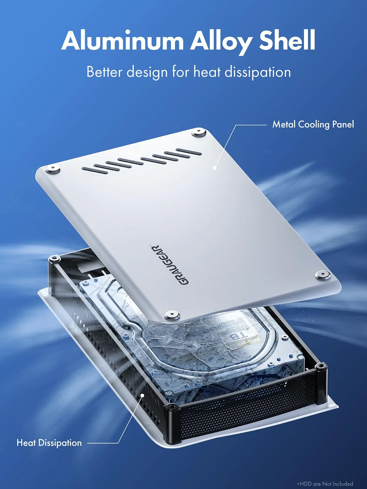 GRAUGEAR Disco rigido da 6 TB in alluminio per PS5, Slim, Pro 3,5 pollici HDD, formattato per PS5/PS4, ideale per giochi e spazio di archiviazione