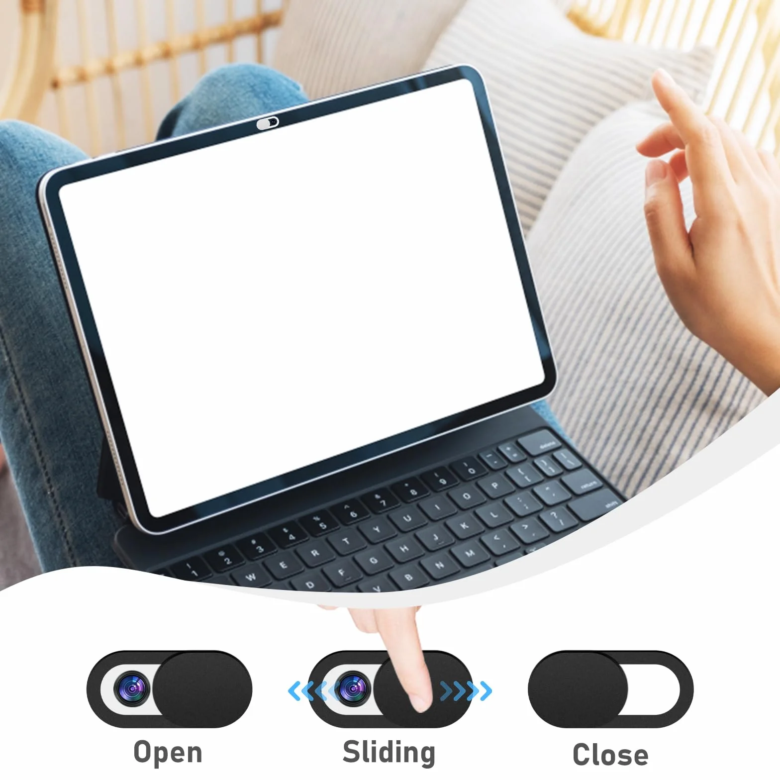 UKOFEW 8 Pezzi Webcam Cover, Copertura Webcam, Copri Webcam Slider, Ultra Sottile Camera Cover, per Laptop, PC, Computer Portatile, Phone, Tablet, Smartphones (Nero & Bianco)