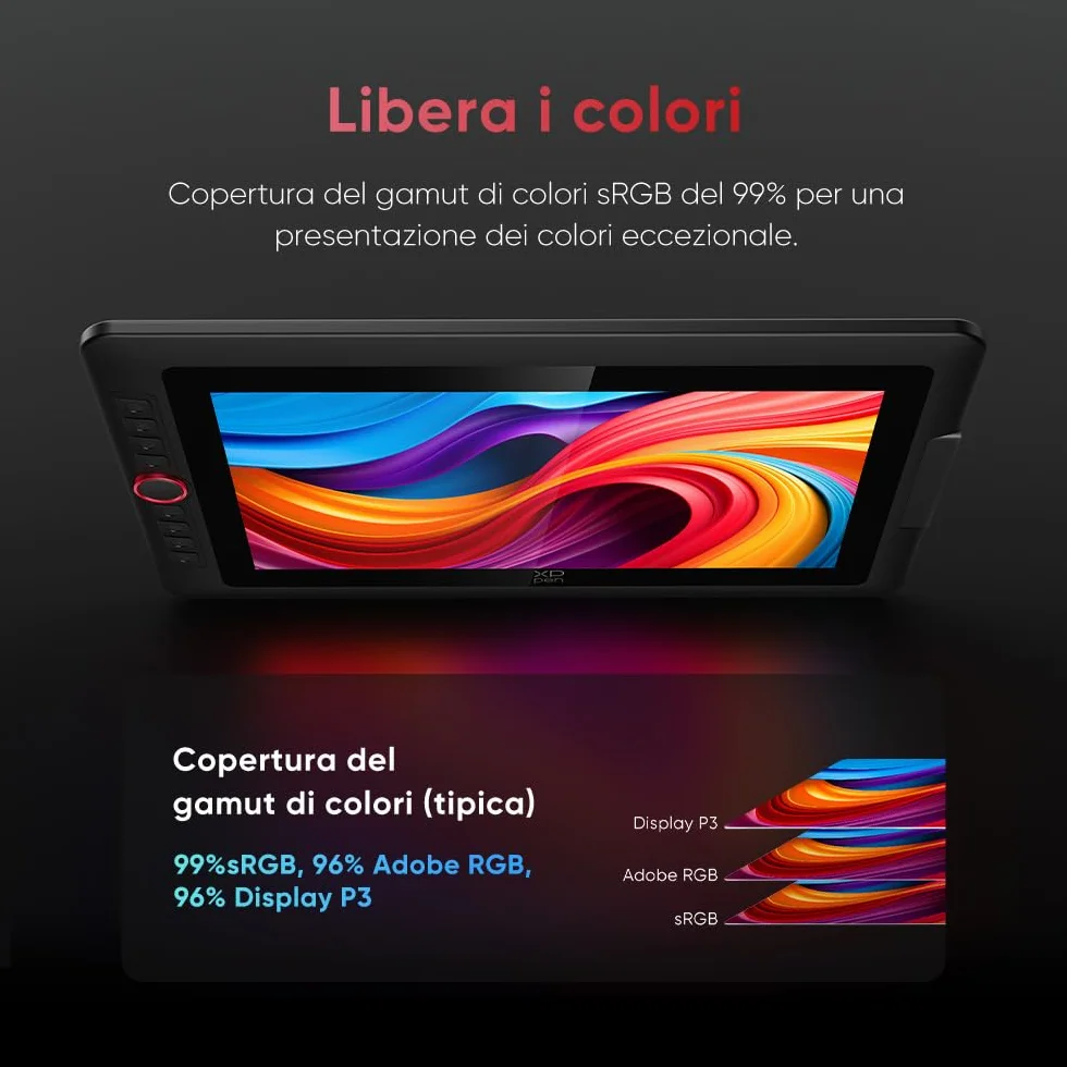 XPPen Artist 15.6 Pro V2 Tavoletta grafica con schermo, 16384 livelli di pressione, display grafico portatile da 15,6 pollici, 8 tasti di scelta rapida, compatibile con Windows Chrome OS