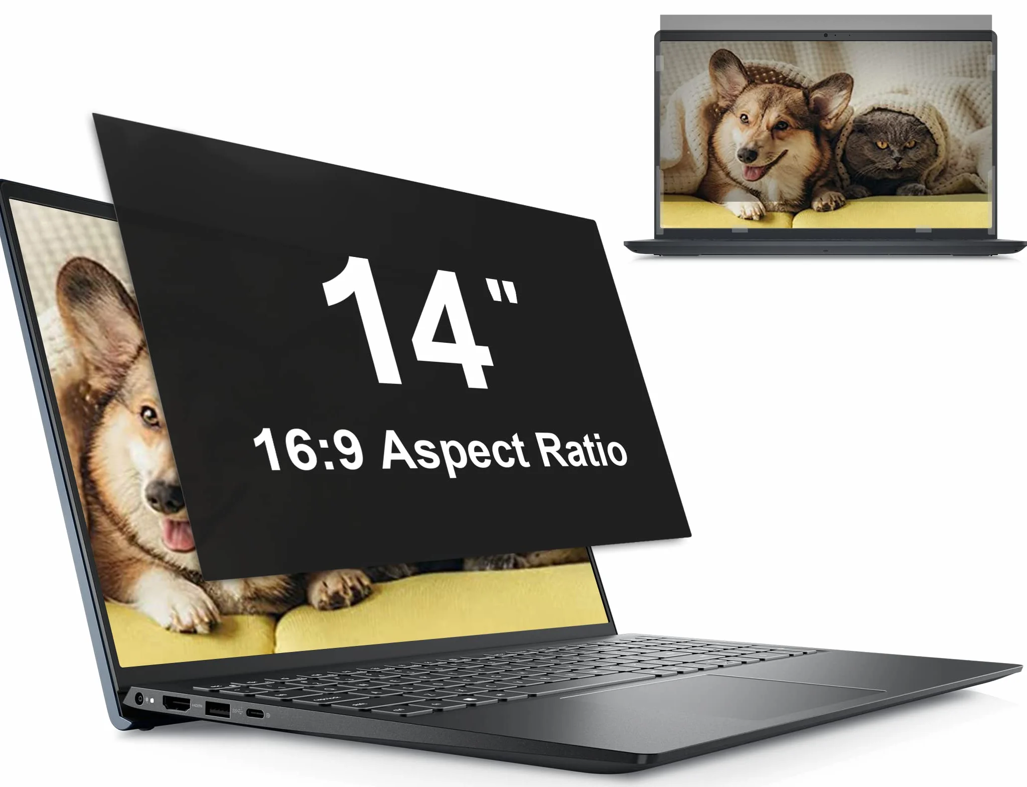 Filtro Privacy 14 Pollici, Rimovibile Filtro Privacy Schermo, Pellicola Privacy Filter Compatibile con HP/Dell/Acer/Lenovo/Thinkpad/Samsung/ASUS/Sony, Anti Glare Pellicola Privacy PC per 16:9 Laptop
