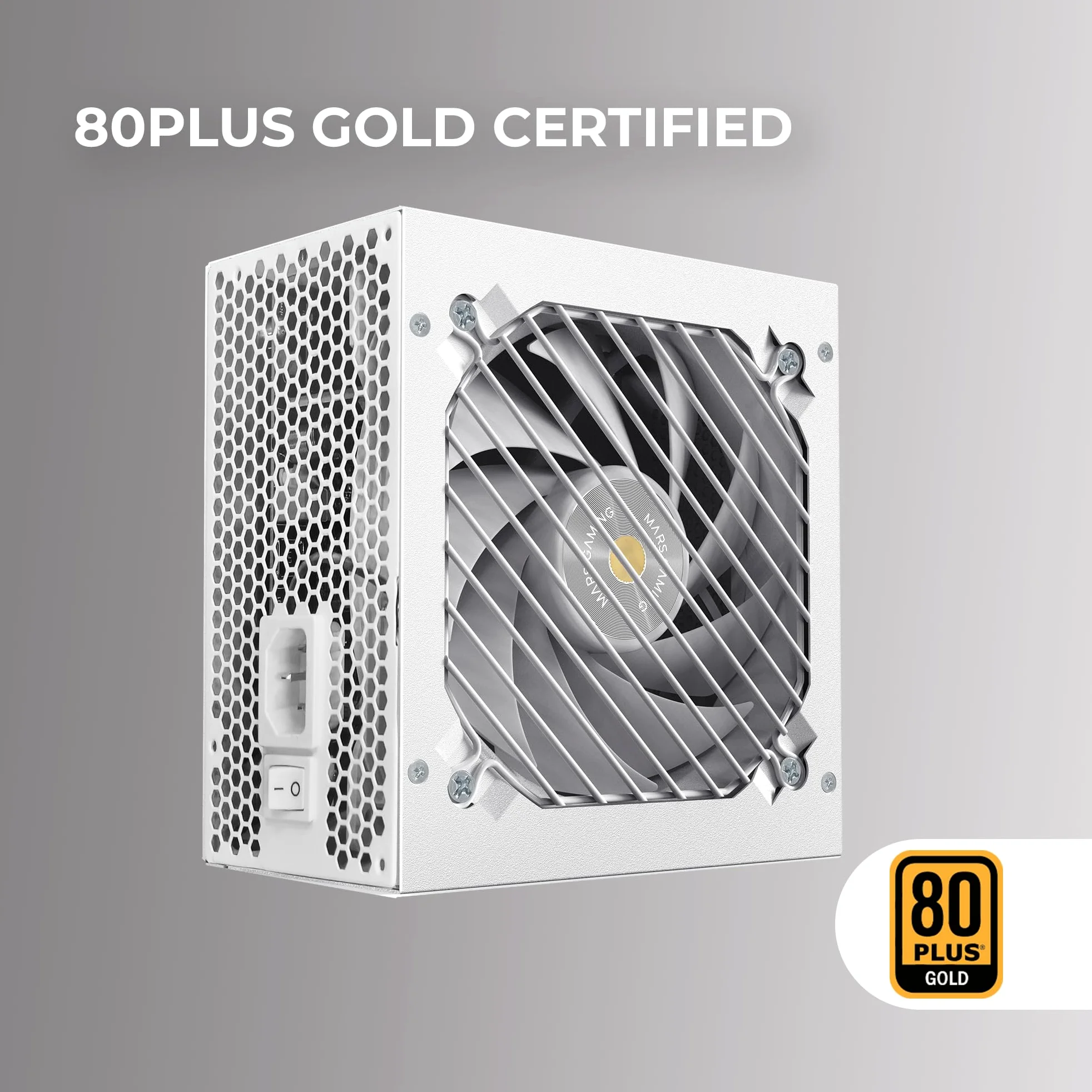 Mars Gaming MPB850PSI, Alimentatore Full Modulare ATX 850W, 10 Anni di Garanzia, 80Plus Gold 90%, Ventola SI 14cm, Tecnologia AI2-RPM, DC-DC e SMD, ATX 3.1 e PCIe 5.1, Connettore 12V 2x6, Bianco