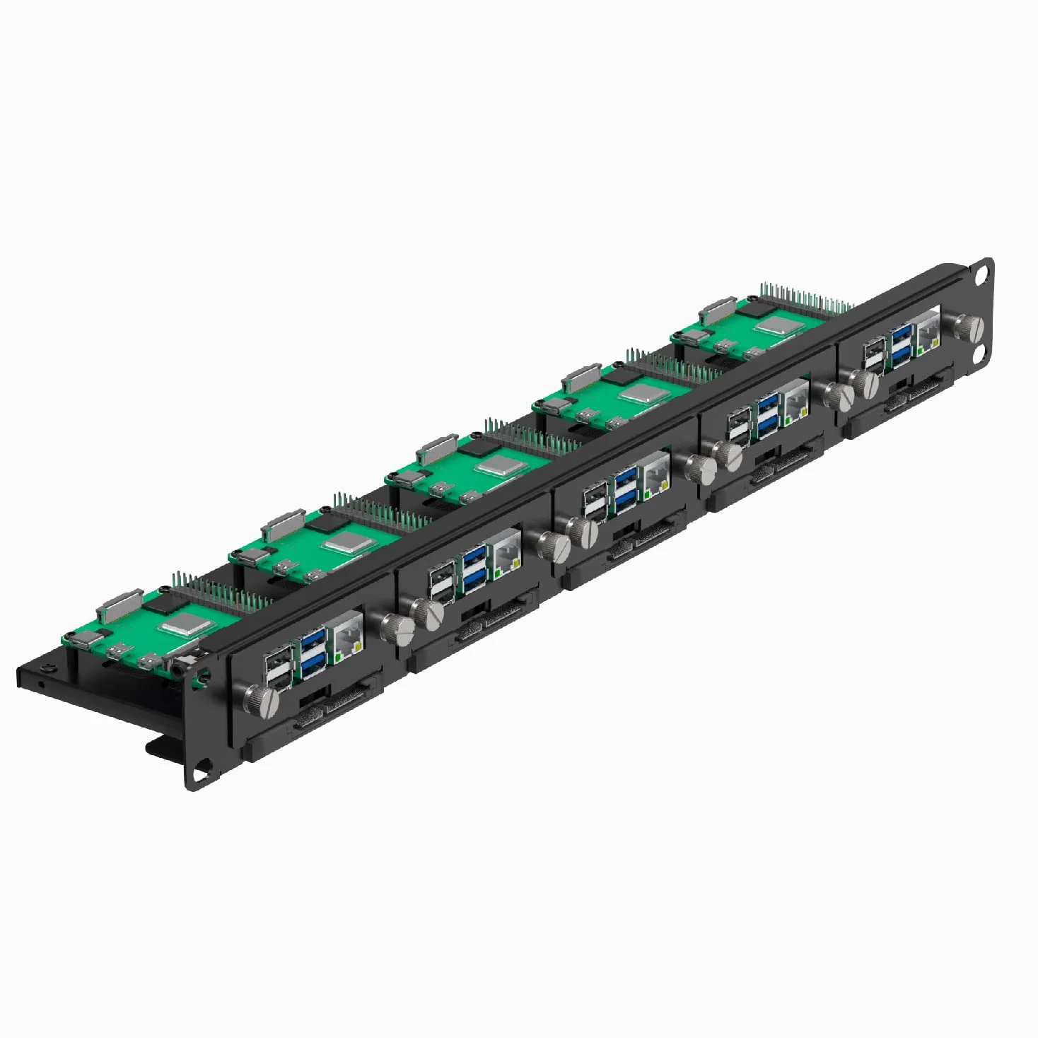 UCTRONICS U6264 19" 1U Raspberry Pi Rackmount, staffa SSD per qualsiasi SSD da 2,5", può contenere fino a 5 schede Raspberry Pi 4B, frontale rimovibile con viti prigioniere