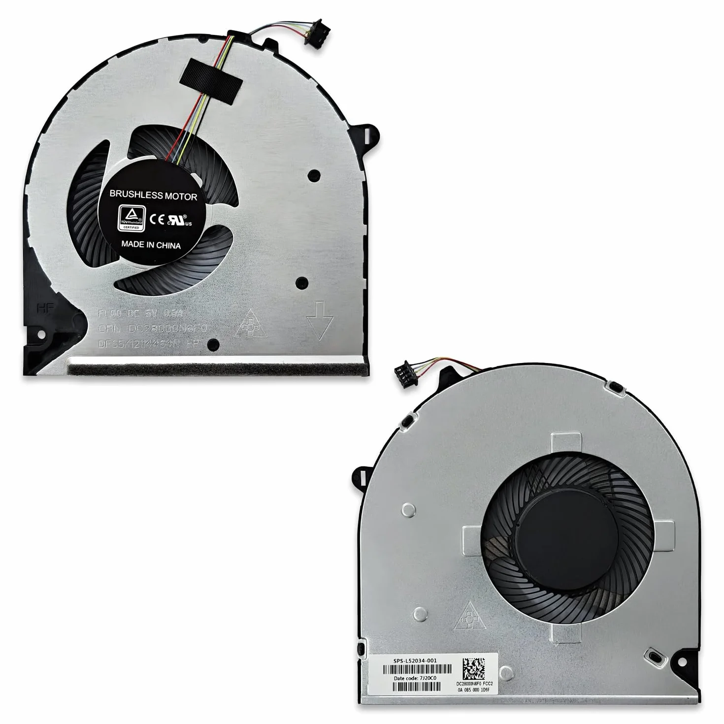 CPU Fan L52034-001 compatibile con HP 15-dw 15-gw 250 G8 250 G9 4 pin 55 mm