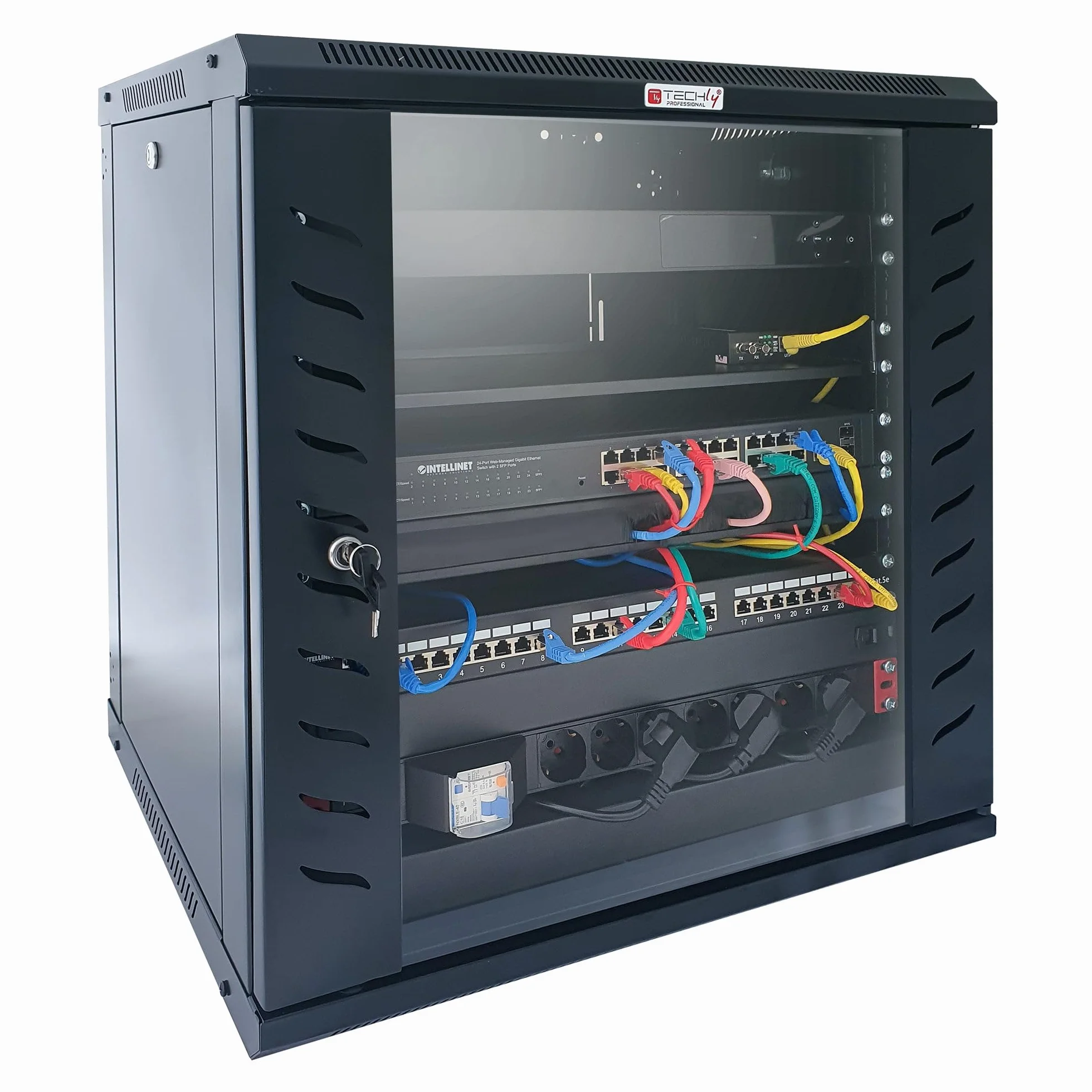 Techly Armadio Rack 19" a Muro 12 unità P.600 mm Nero