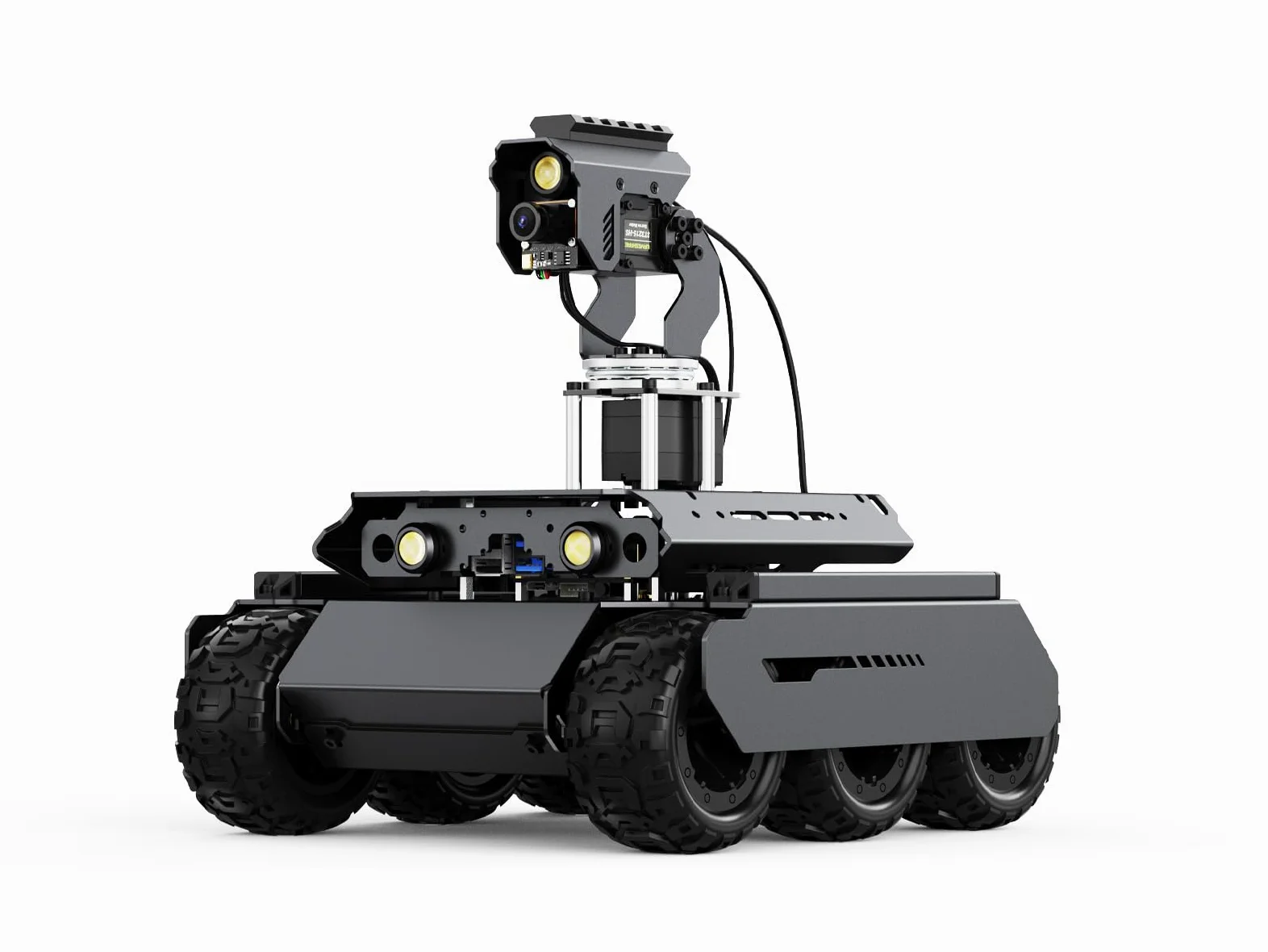 Waveshare UGV Rover Open-Source 6 Wheels 4WD AI Robot,Compatible with Raspberry Pi 5, Dual Controllers, Comes with Pan-Tilt Module, PI5-4GB Included