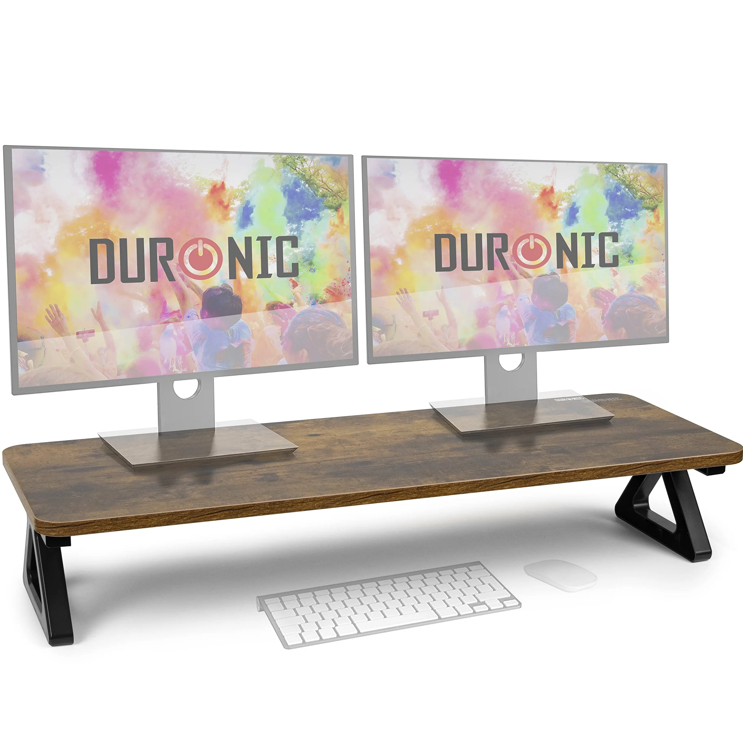 Duronic DM06-2 AO Supporto per Monitor e Laptop, 81x30 cm, Rialzo Ergonomico da Scrivania per 1 o 2 PC, Altezza 15 cm, Portata 10 kg, Quercia antica, Mensola Salvaspazio per Casa e Ufficio