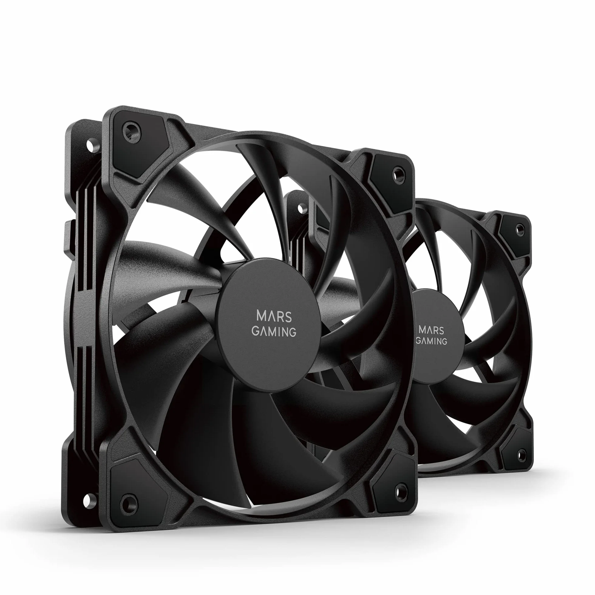 Mars Gaming MF-PROX2 Nero, Kit 2 Ventolas 120mm, Sistema Anti-vibrazioni, Ultra-silenzioso, Doppia Connessione 3PIN + 4PIN