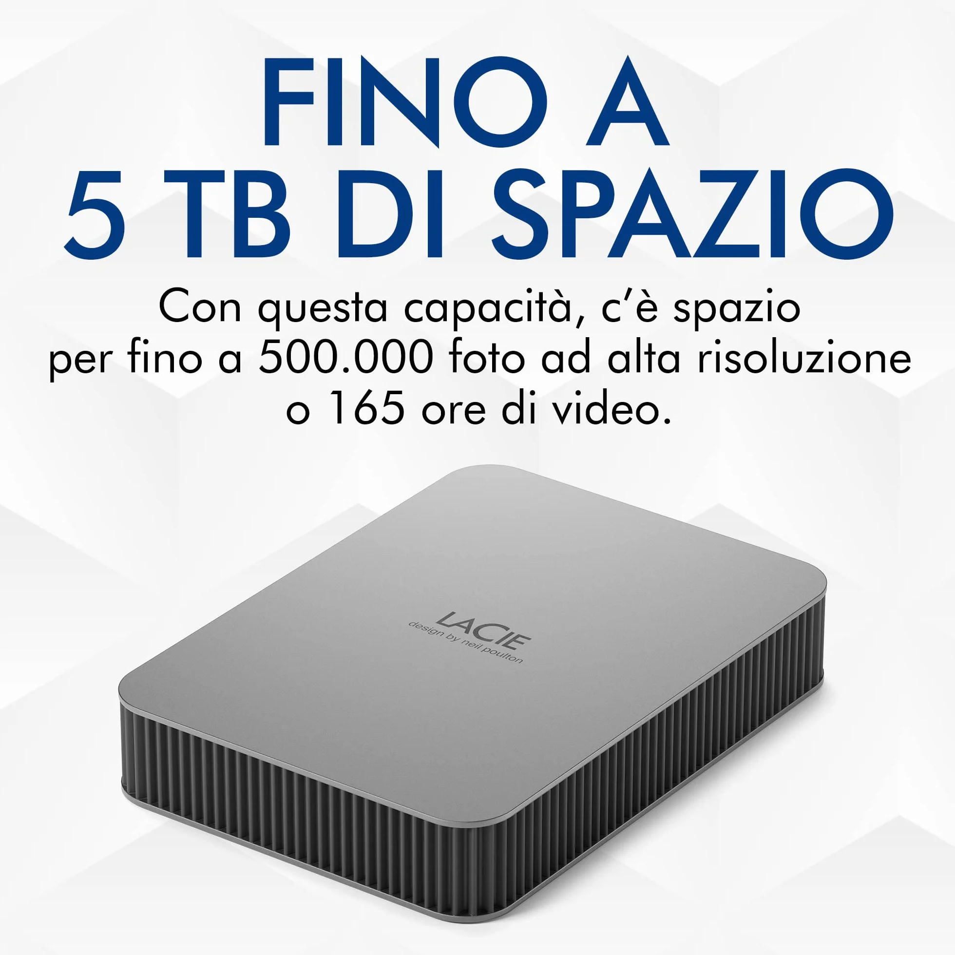 LaCie Mobile Drive 1TB, Hard disk esterno portatile, per PC Mac iPad & iPhone, Data Rescue Service (STLP1000400)