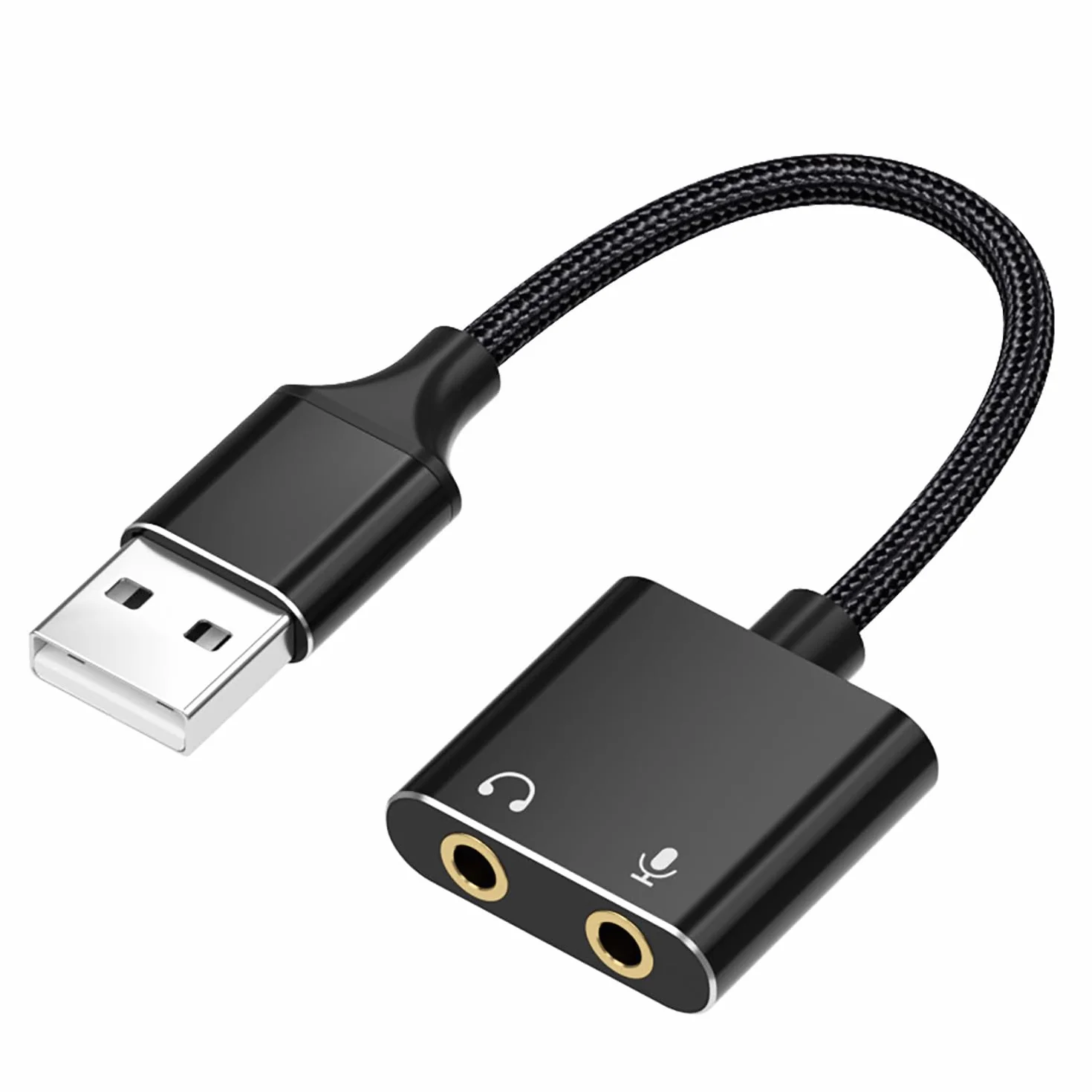 Adattatore audio stereo da USB,USB Dual Channel Scheda audio esterna con jack per altoparlanti/cuffie e microfono da 3,5 mm per laptop, cuffie, microfoni, PS4, ecc