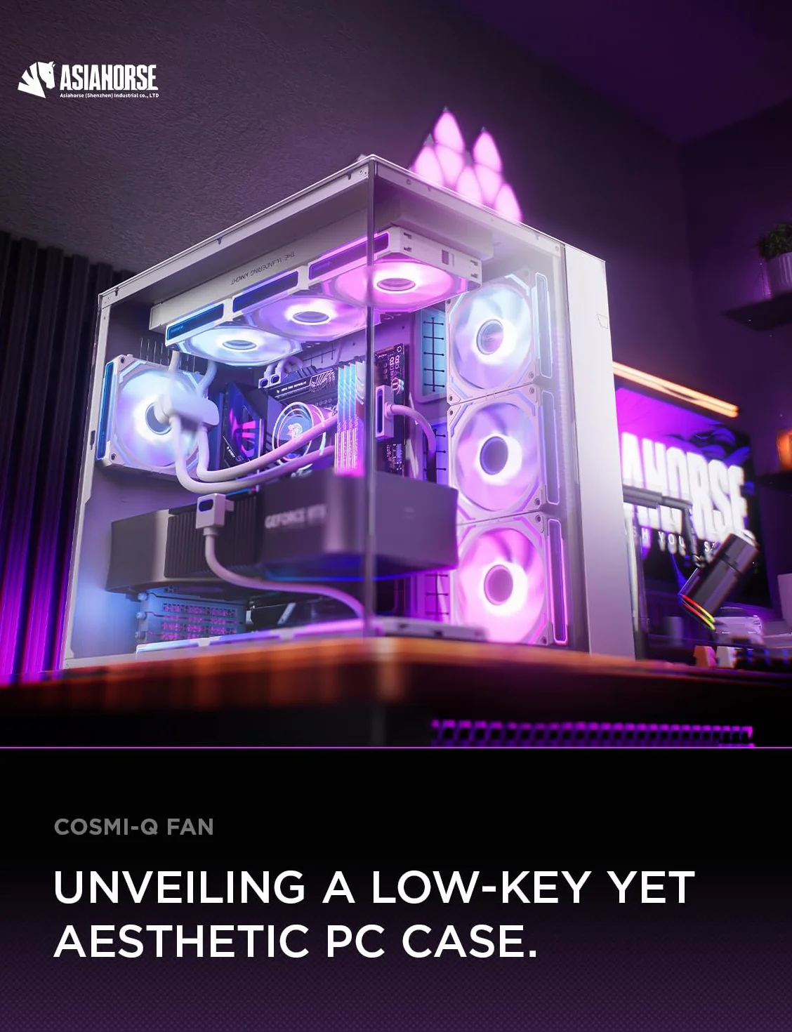 AsiaHorse COSMIQ - Ventola per PC RGB da 120 mm, 3 pezzi, ARGB Daisy Chain PC Ventola [Infinity Mirror] [FDB] 2000 RPM/68,5 CFM/24 LEDS 4 pin PWN & 5V 3Pin ARGB con controller. Bianco