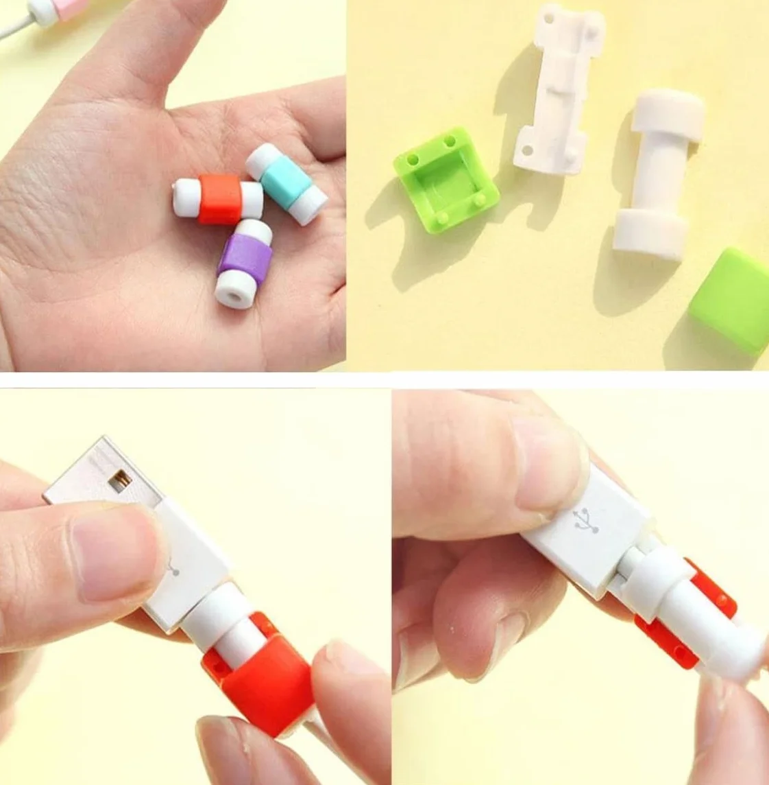 CABLEPELADO Protezione cavo USB | Custodia protettiva per cavi di ricarica | Protezione cavo dati | Diametro del foro: ca. 4 mm | 10 pezzi | Colori casuali