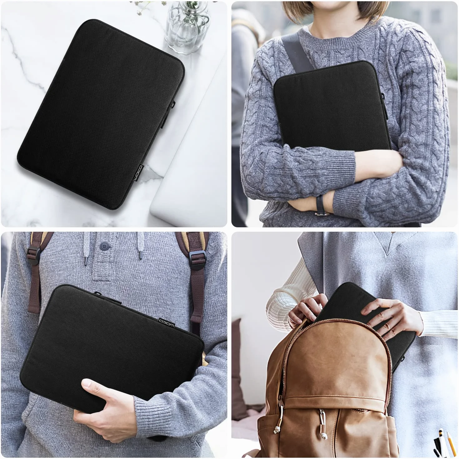 MoKo 9-11 Pollici Tablet Sleeve Borsa Custodia di trasporto per New 11" iPad Air M3, iPad A16 2025, iPad Pro 11 M4, Air 5/4/3, iPad 10/9/8th Gen, Tab S8/S9 11", Nero