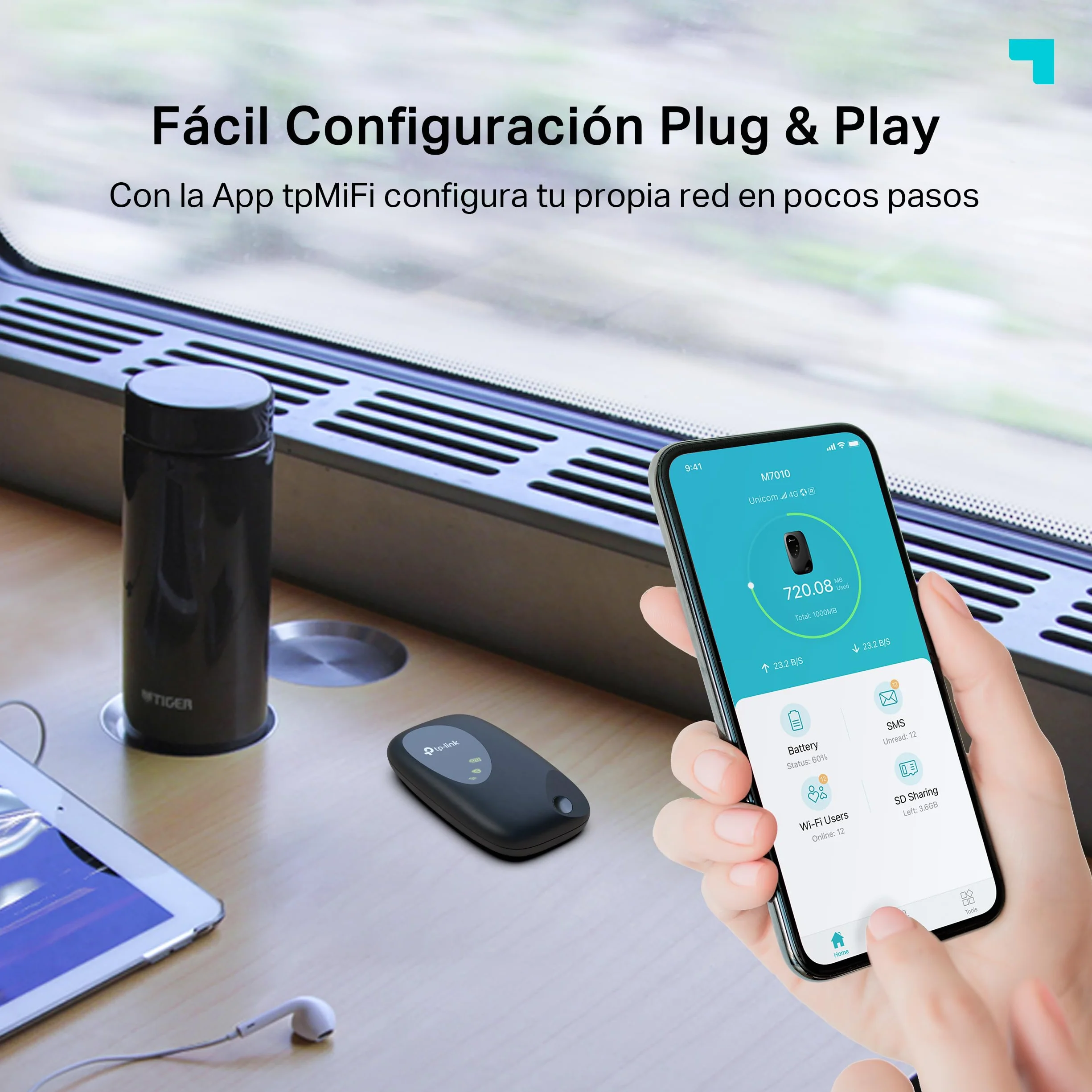 TP-Link [Nuovo] M7000 Saponetta WiFi 4G LTE Cat4 150Mbps, WiFi N300Mbps, Router WiFi con SIM, WiFi Portatile, Batteria Ricaricabile, Configurazione Semplice, Red DOT Design Award, Versione 2023
