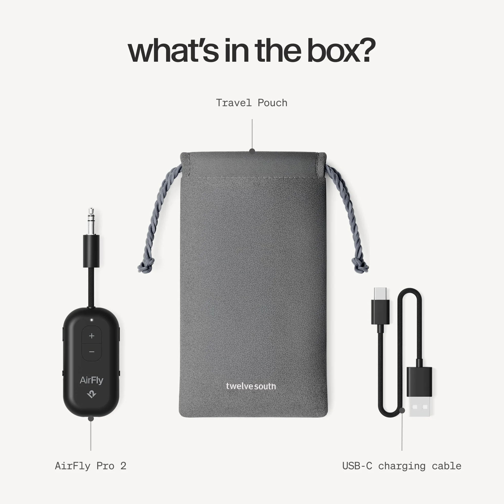 AirFly Pro 2 - Adattatore Bluetooth per aereo, coppia 2 AirPods o cuffie wireless - Trasmettitore e ricevitore Bluetooth AUX da 3,5 mm per auto, barche, tapis roulant, TV, accessori essenziali da