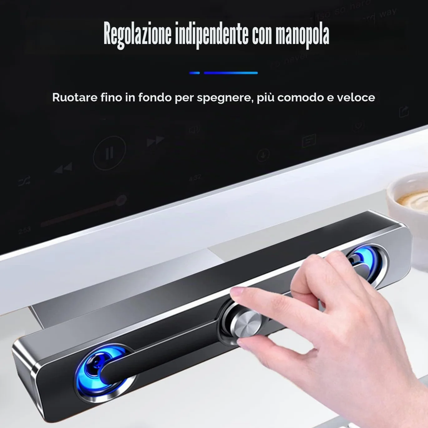 Soundbar per PC/Laptop,Casse PC,Altoparlante da Gioco Con Fantastiche Luci LED,Alimentazione USB, Jack da 3,5 mm, Altoparlanti PC per Computer, Mobile, Tablet,laptop