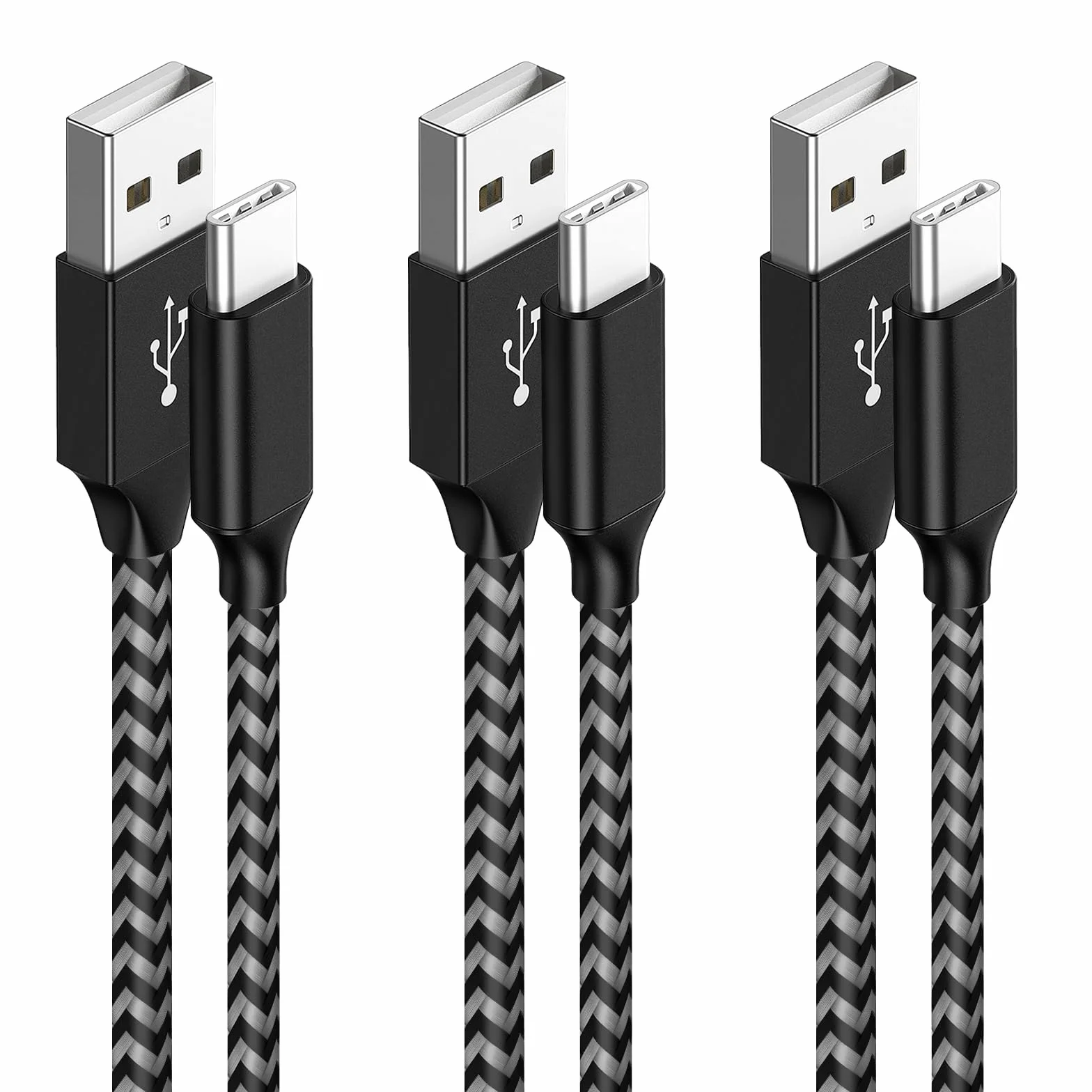 Cavo USB Type-C Ricarica Rapida 3 Pezzi 2 Metri Nylon 3A Per iPhone 15 Pro Max iPad Pro Samsung Galaxy S24 S23 S22