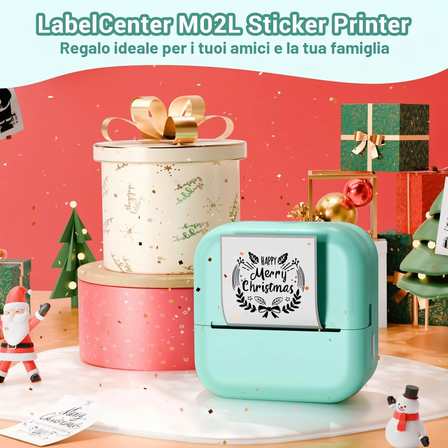 Stampante Fotografica Portatile,Mini Stampante Portatile,stampante Termica M02L,Compatible con iOS & Android.Imprime Foto,Listas de Tareas,Tarjetas de Felicitación o Contenidos Educativos,1 Rollos