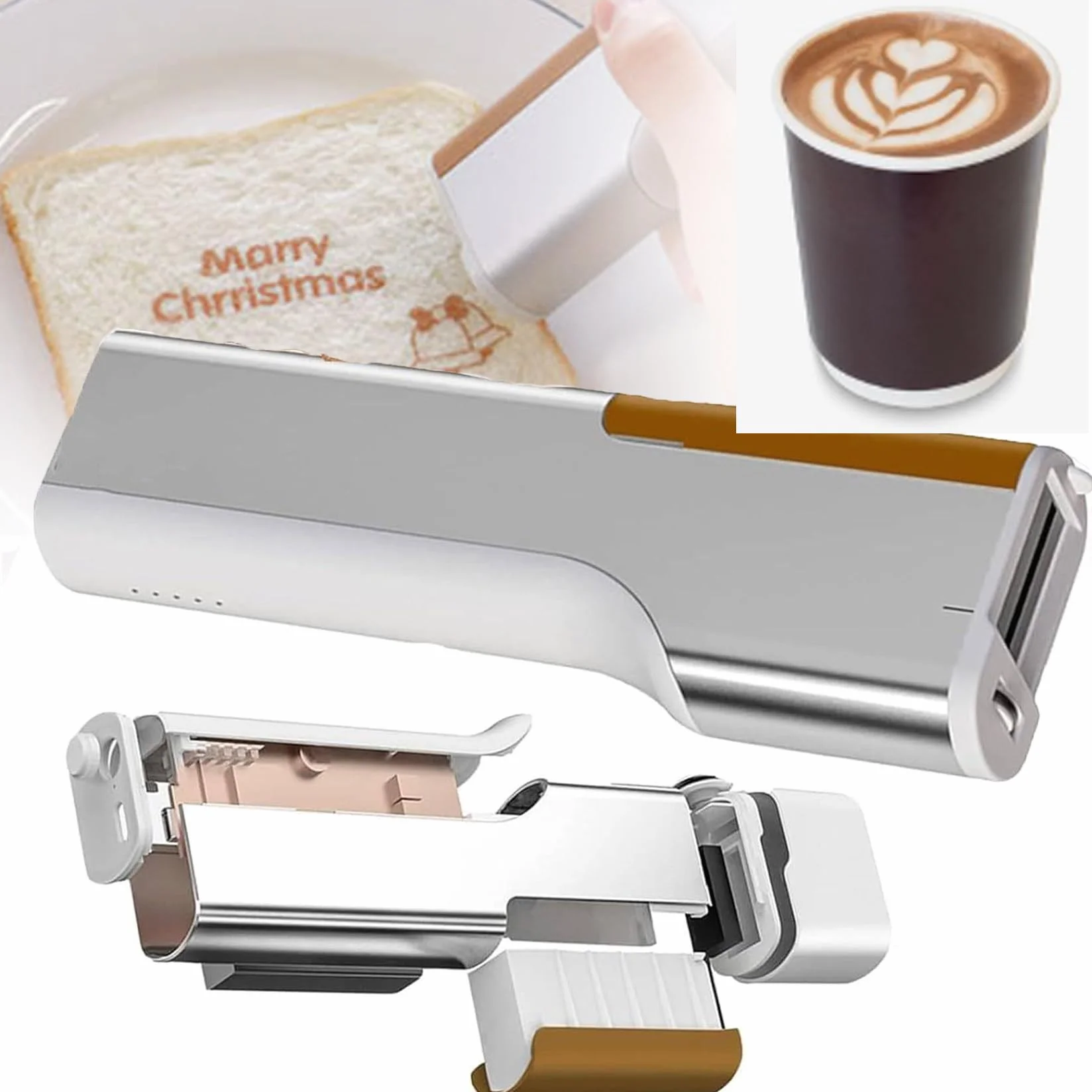 Mini Stampante Alimentare Portatile WiFi Wireless A Colori con Cartucce Rimovibili per Decorare Caffè, Pane, Torte, Biscotti, Red