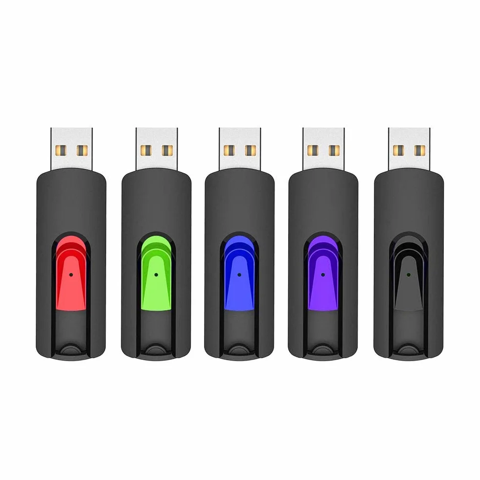 Vansuny Chiavette USB 64GB 5 Pezzi Pendrive Unità Flash 64 Giga Memoria USB2.0 per Laptop PC Desktop, Pennette USB Portatile Colorato Confezione da 5 Stick con Design Retrattile