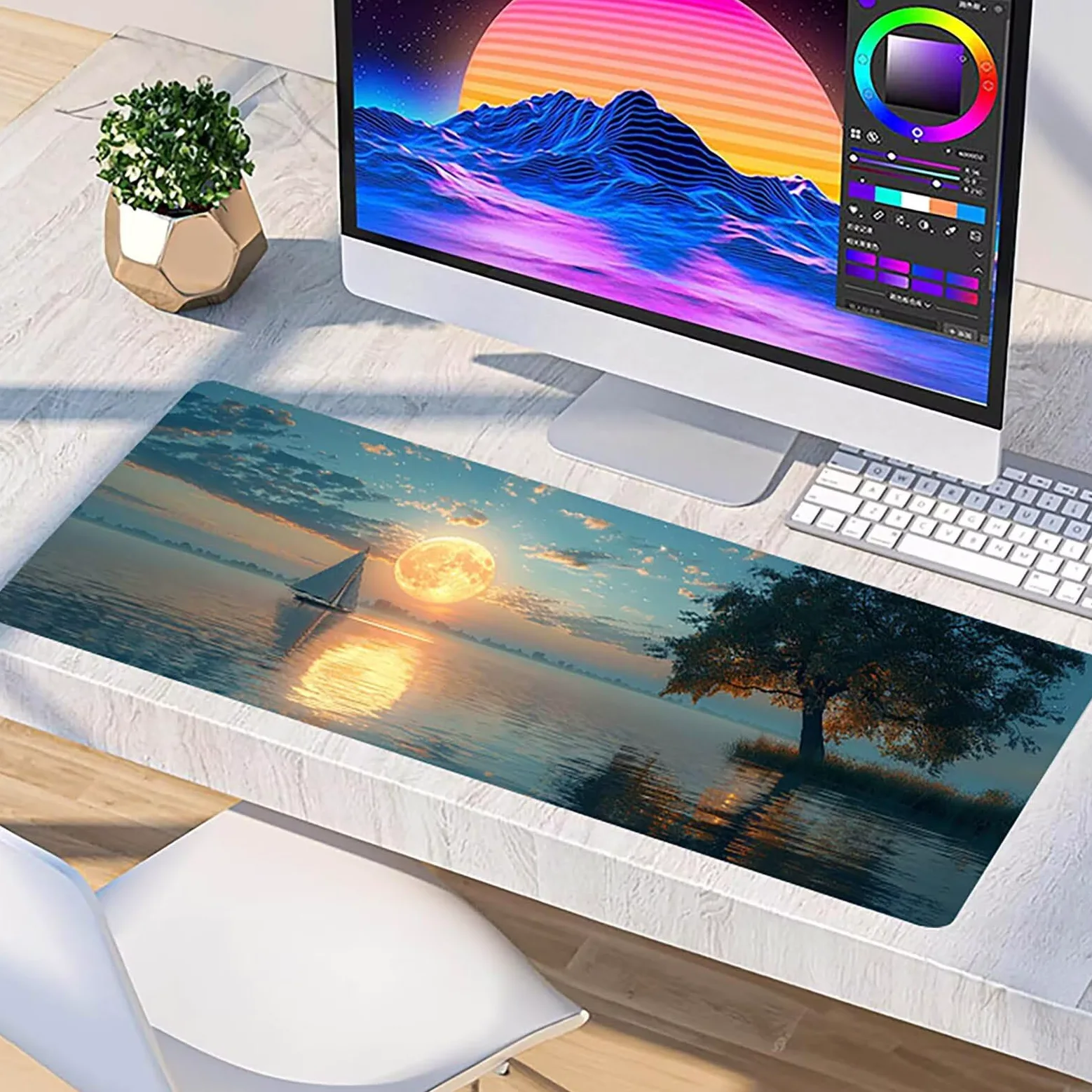 Tappetino Mouse XXL 1500 x 800 mm, Tappetino Mouse Luna, Gaming Mousepad Migliorare la Velocità e la Precisione, Mouse Pad con Base in Gomma Antiscivolo, Ufficio Accessori Gaming, Grigio C-1184