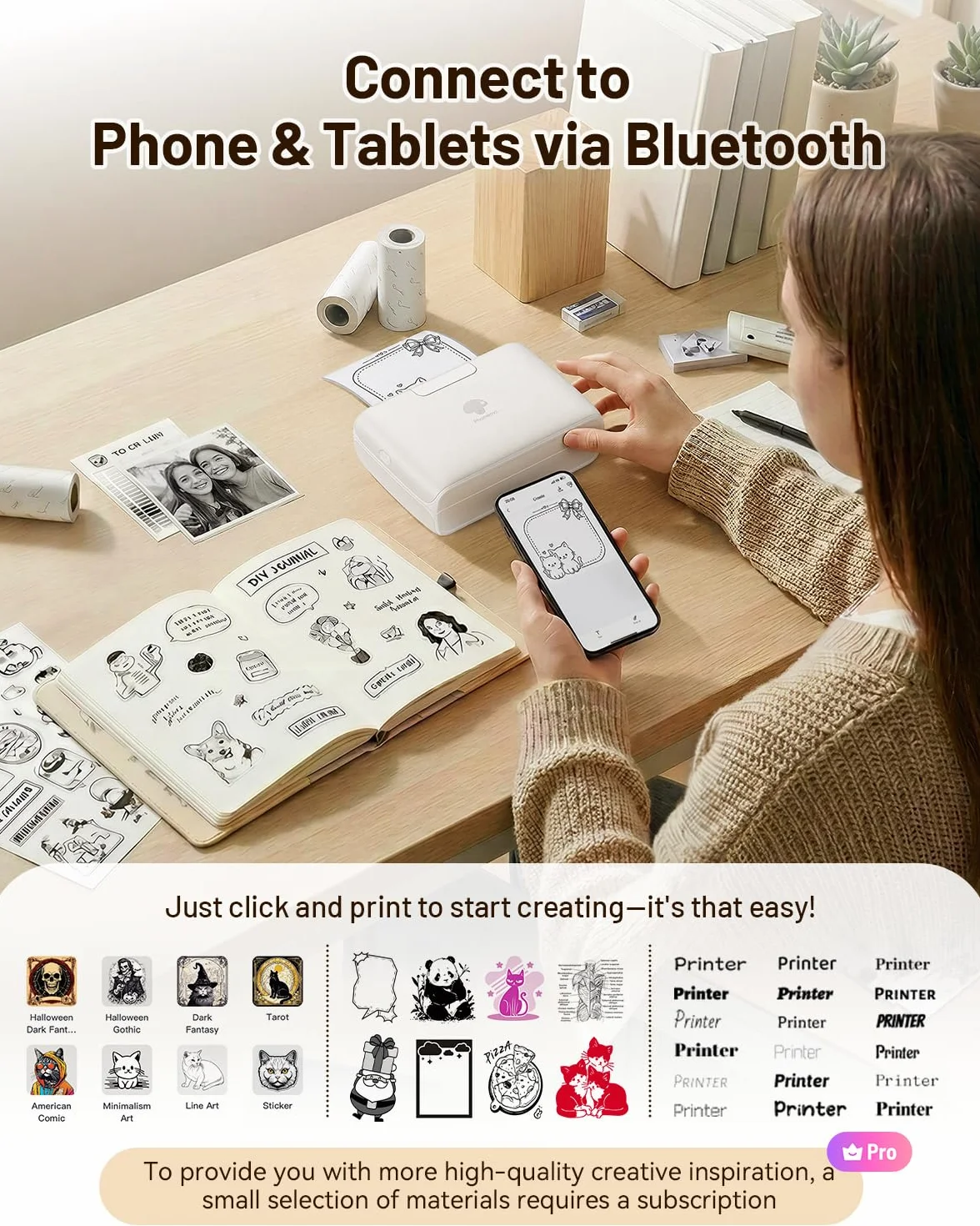 Phomemo M04S 110mm Stampante Termica Portatile 304dpi - Stampante Termica Stampante Bluetooth, Supporto Larghezza di Stampa 53/80/110 mm, Compatibile con iOS e Android, per Documenti,Note,Adesivi