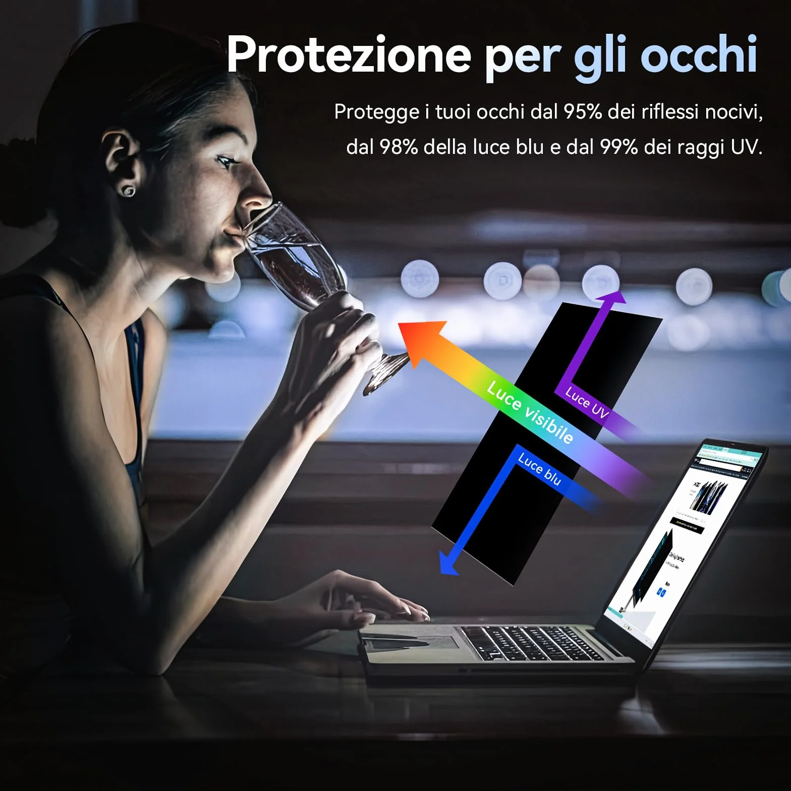 Laptop Filtro Privacy Schermo 15.6 Pollici 16:9, Pellicola Privacy Filter Compatibile con HP/dell/Acer/Lenovo/Thinkpad/Samsung/ASUS/Sony, Rimovibile Pellicola de Protezione