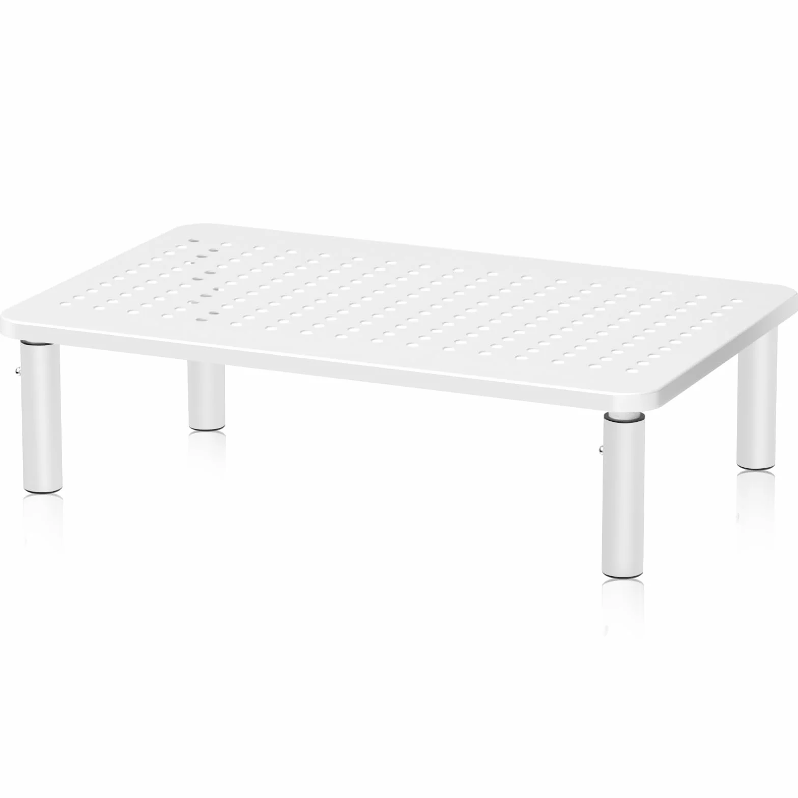 suptek supporto per monitor Rialzo per monitor regolabile in altezza per computer, PC, laptop, stampanti fino a 20 kg Rialzo per monitor in metallo salvaspazio con piattaforma di ventilazione, bianco