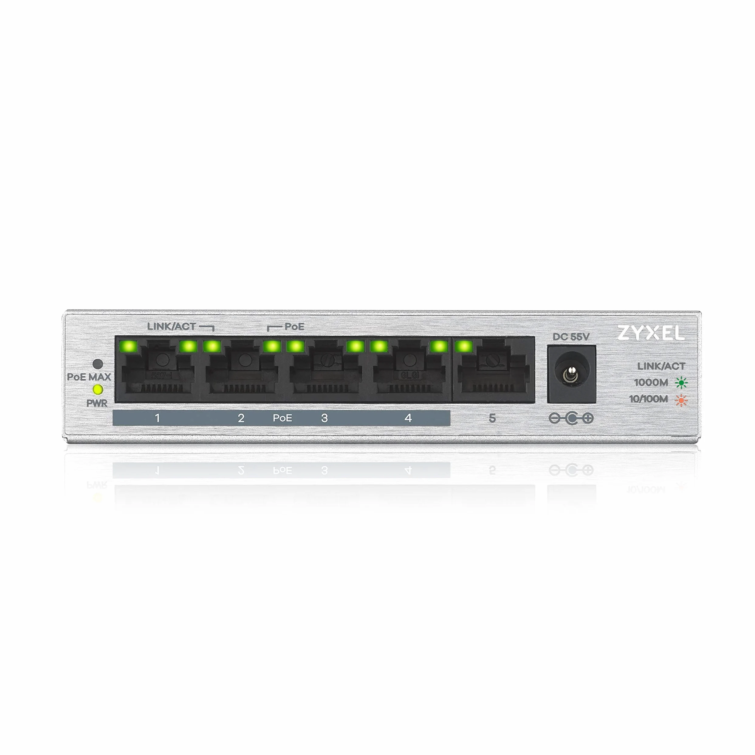 Zyxel Switch Gigabit 5 Porte | Unmanaged | 4x PoE+ con Budget di 60 W | Plug and Play Network Ethernet Splitter [GS1005HP]