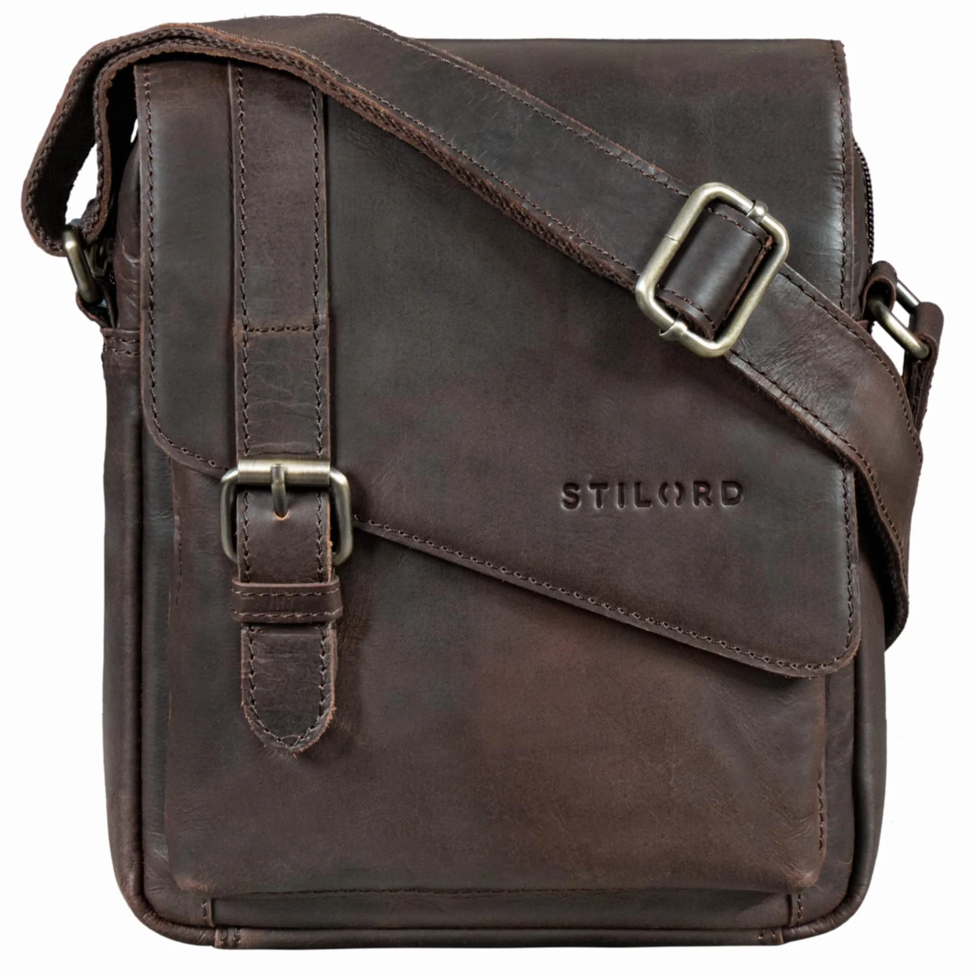 STILORD "Ryder Borsello Uomo Pelle Tracolla Piccola Borsa a Tracolla Cuoio Nero Vintage Borselli Messenger Crossbody Bag per Tablet 8 Pollici con Chiusura Magnetica