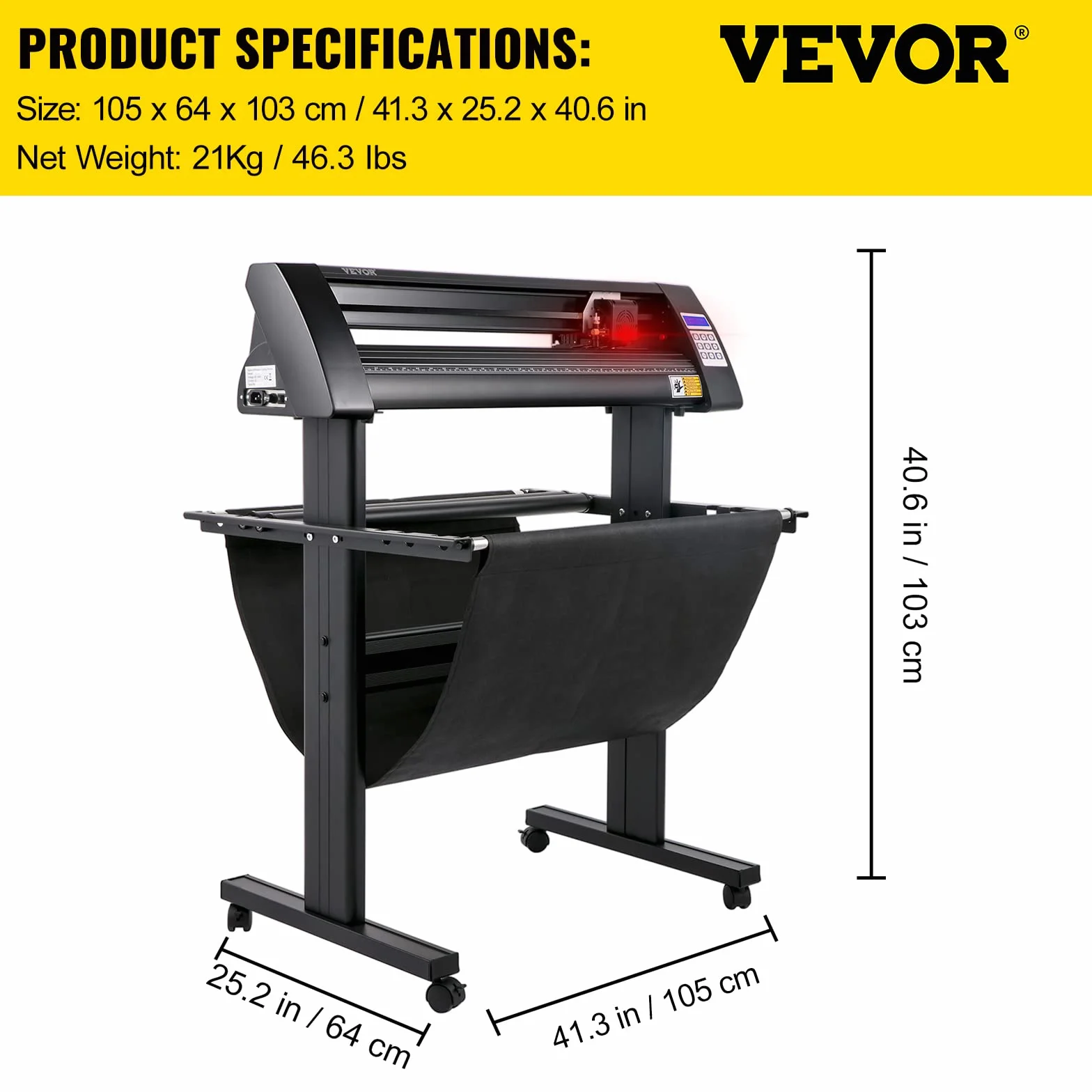 VEVOR Plotter da Taglio Vinile Semiautomatica con Luce Guida a LED, KH-870A 870 mm 95 W Taglierina per Plotter Vinile Signmaster per Adesivi per Auto, Segnali Stradali, Palloncini, Caschi, ecc.