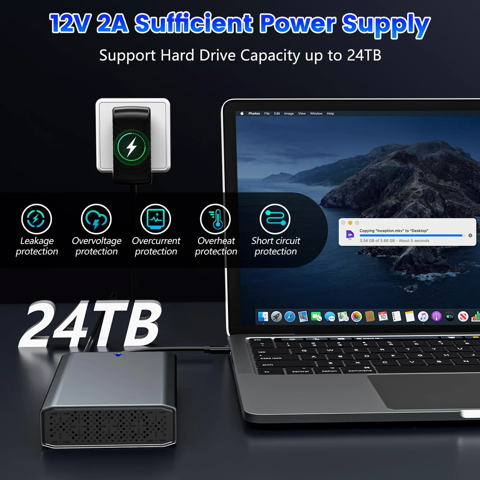 Adattatore da SAS a USB 3.0, docking station per disco rigido SAS per SSD HDD da 2,5/3,5", alloggiamento esterno senza attrezzi con adattatore di alimentazione 12 V/2 A e ventola di raffreddamento