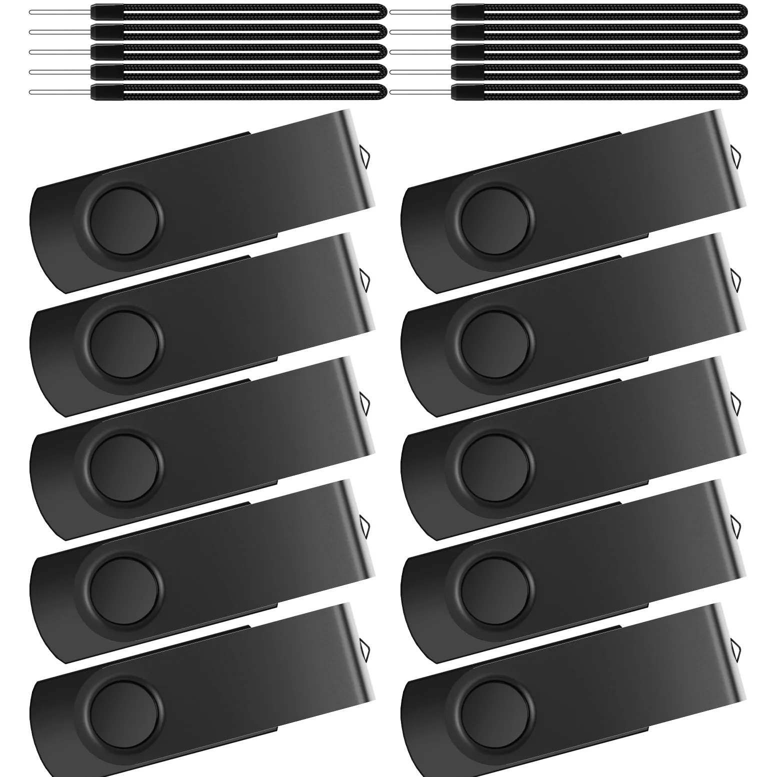 Kepmem Chiavette USB 10 Pezzi 32GB Pendrive Nero Pennetta USB Metallo Girevole Penna USB 2.0 Portatile Memoria Stick Regalo Divertenti Chiave USB Salvare o Regalare Foto Musica