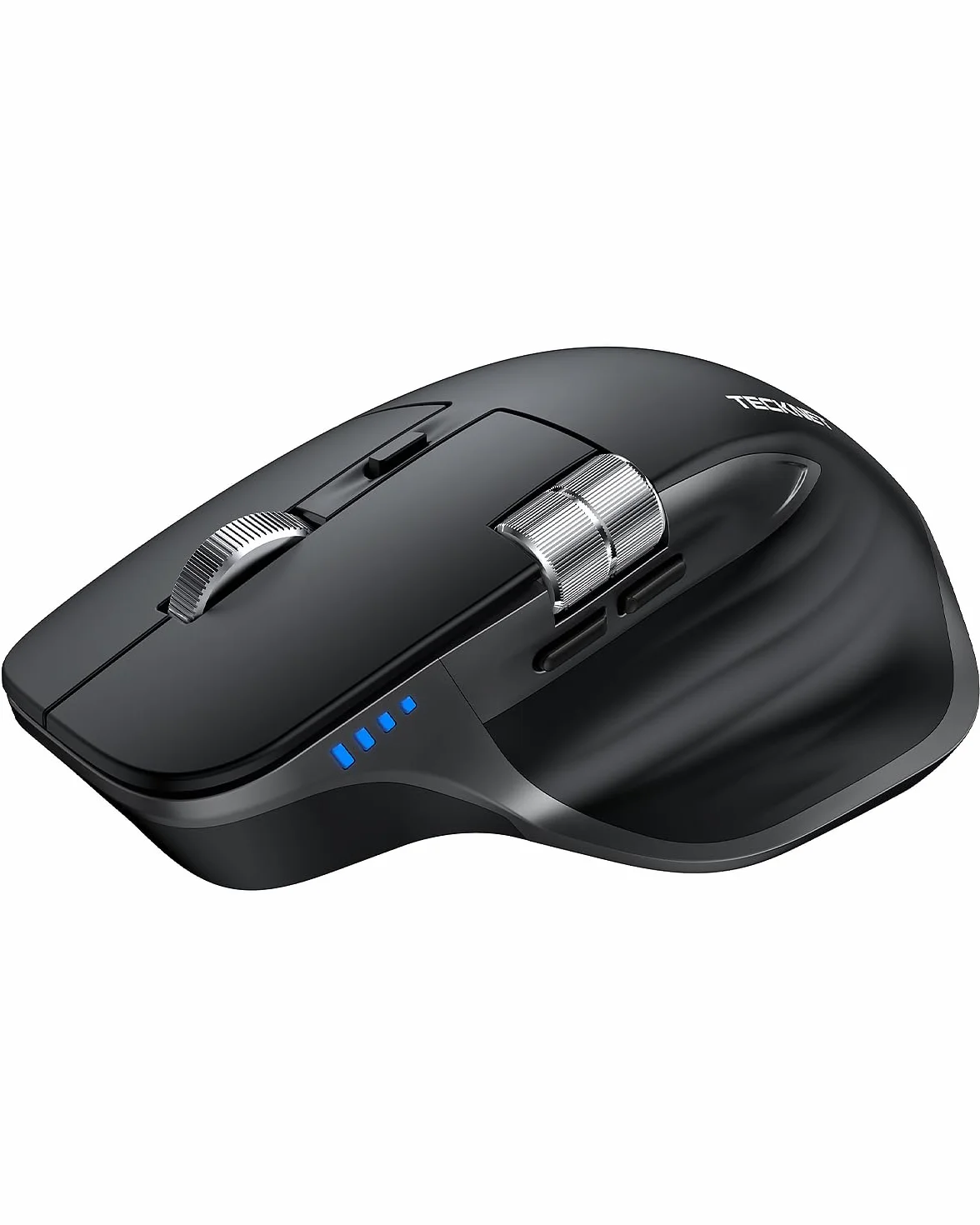 TECKNET Mouse Wireless Bluetooth ad Alte Prestazioni (BT5.3/5.0+2.4G), Rotella di Scorrimento Orizzontale, Design Silenzioso, 4800 DPI Mouse Ergonomico Ricaricabile per PC/Tablet/MacOS/Windows, Nero