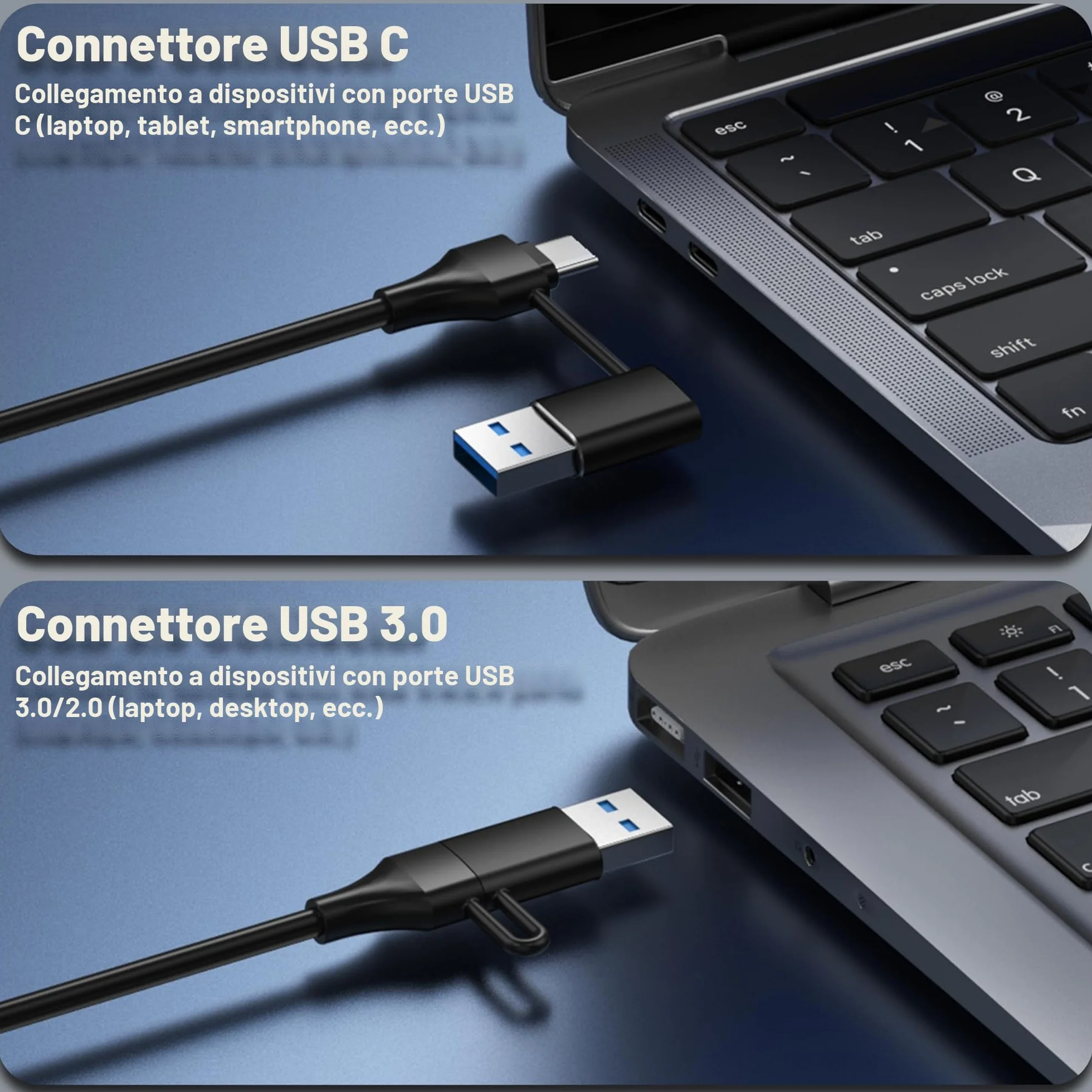 Hub USB 3.0 Alimentato, USB 3.0 / USB C a 10 Porte in Alluminio Trasmissione Dati 5Gbps, con Interruttore Indipendente LED, Adattatore di Alimentazione 12V/3A, 2-in-1 Cavo Dati(TCC-T310U)