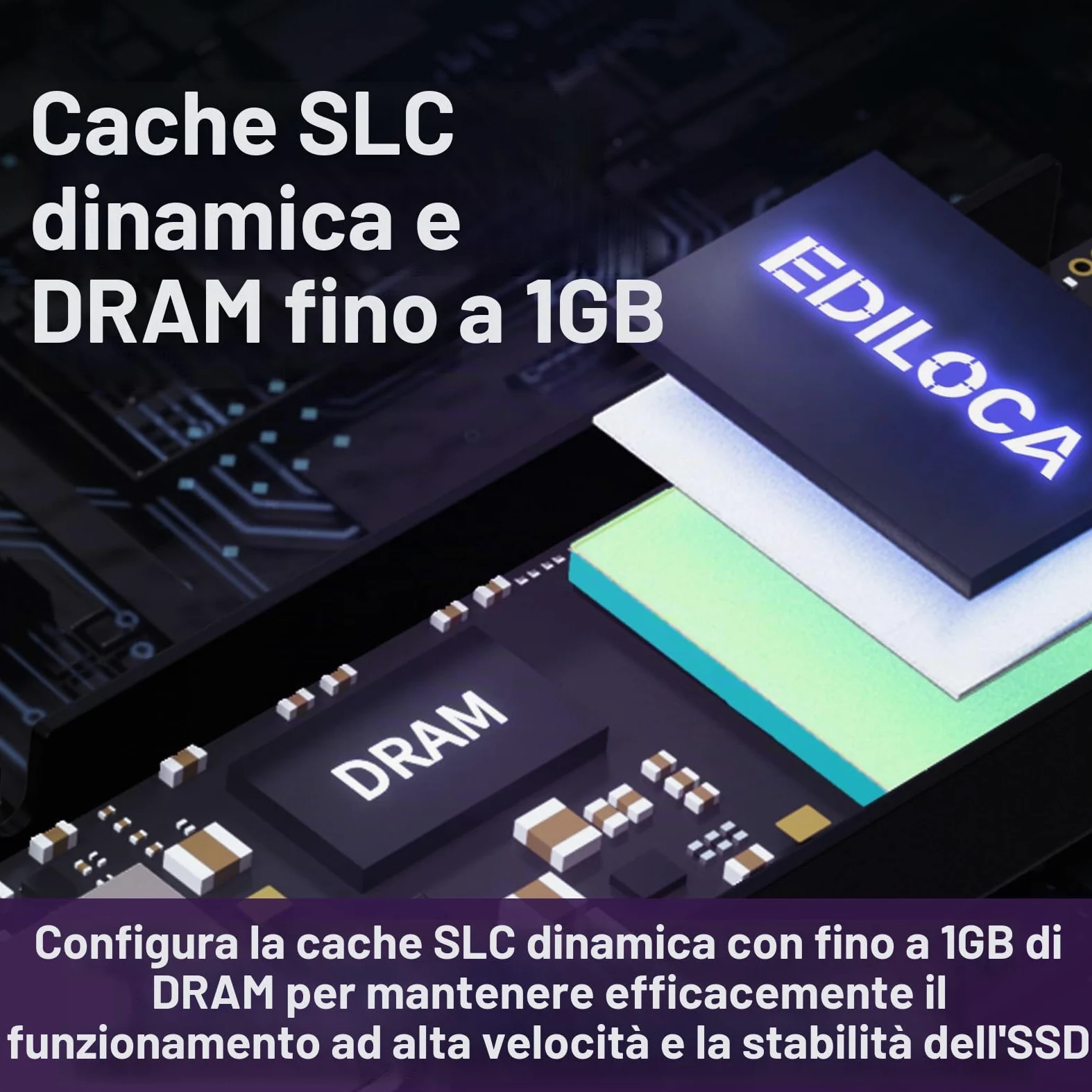 Ediloca EN855 SSD da gioco interno con dissipatore di calore 1 TB PCIe Gen4, NVMe M.2 2280, fino a 7400 MB/s, unità a stato solido, configura cache DRAM, compatibile con PS5 e PC