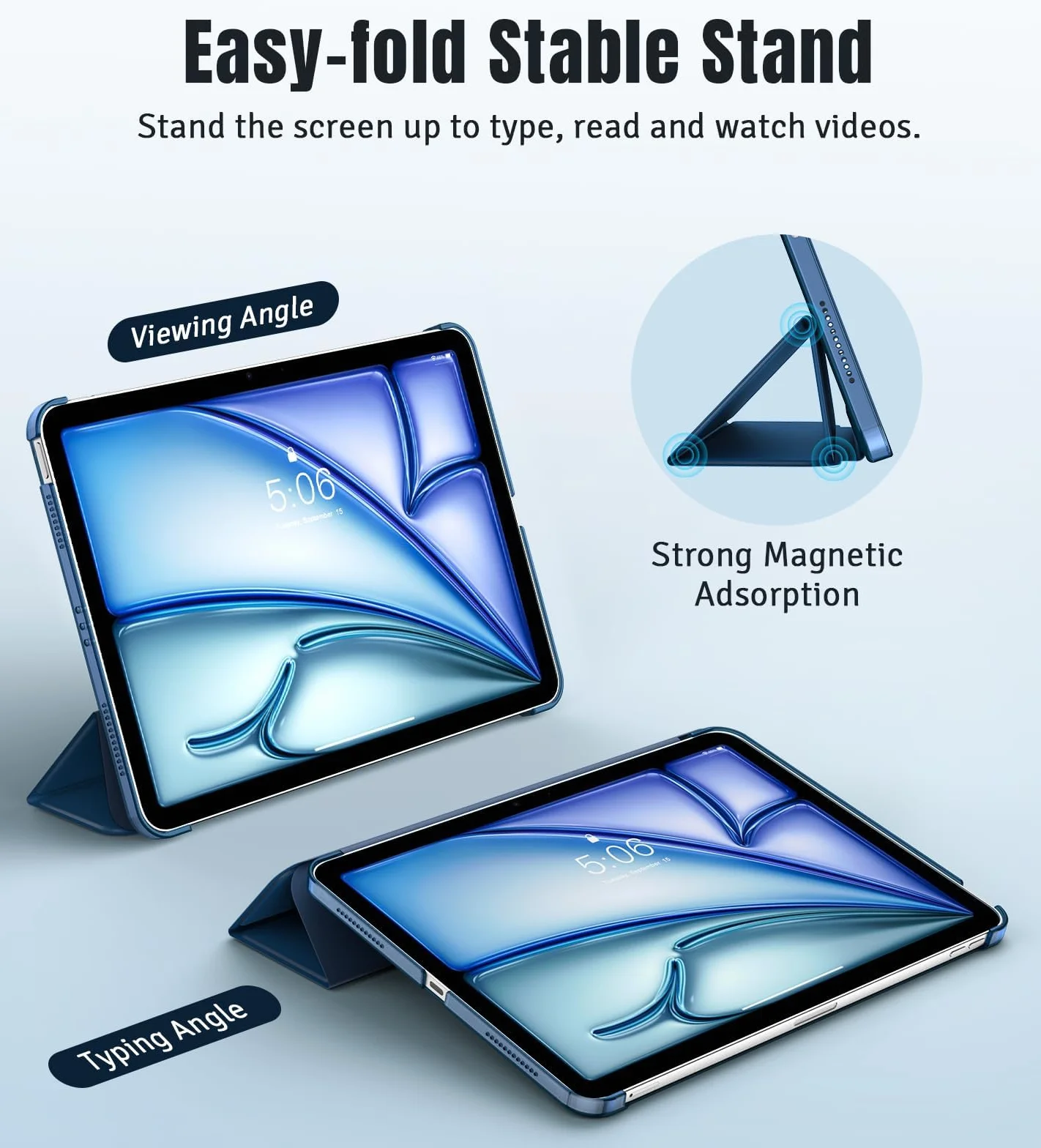 TiMOVO Cover iPad Air 11 Pollici M4 2026 M3 2025 M2 2024 Custodia 10,9 Pollici Blu Abisso