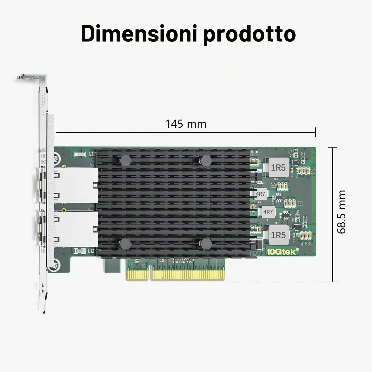 10Gtek per Intel X540-T2 10Gb PCI-E NIC Scheda di Rete, Dual Copper RJ45 Port, Intel X540 Controller, PCIe Ethernet LAN Adapter per Windows Server/Windows/Linux/ESX