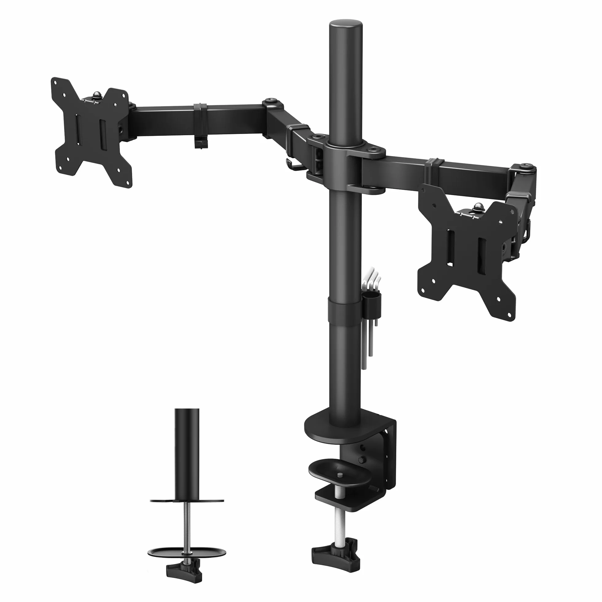 BONTEC Supporto Doppio Monitor LED LCD 13-27 Pollici Braccio Scrivania Morsetto VESA 75x75-100x100 mm