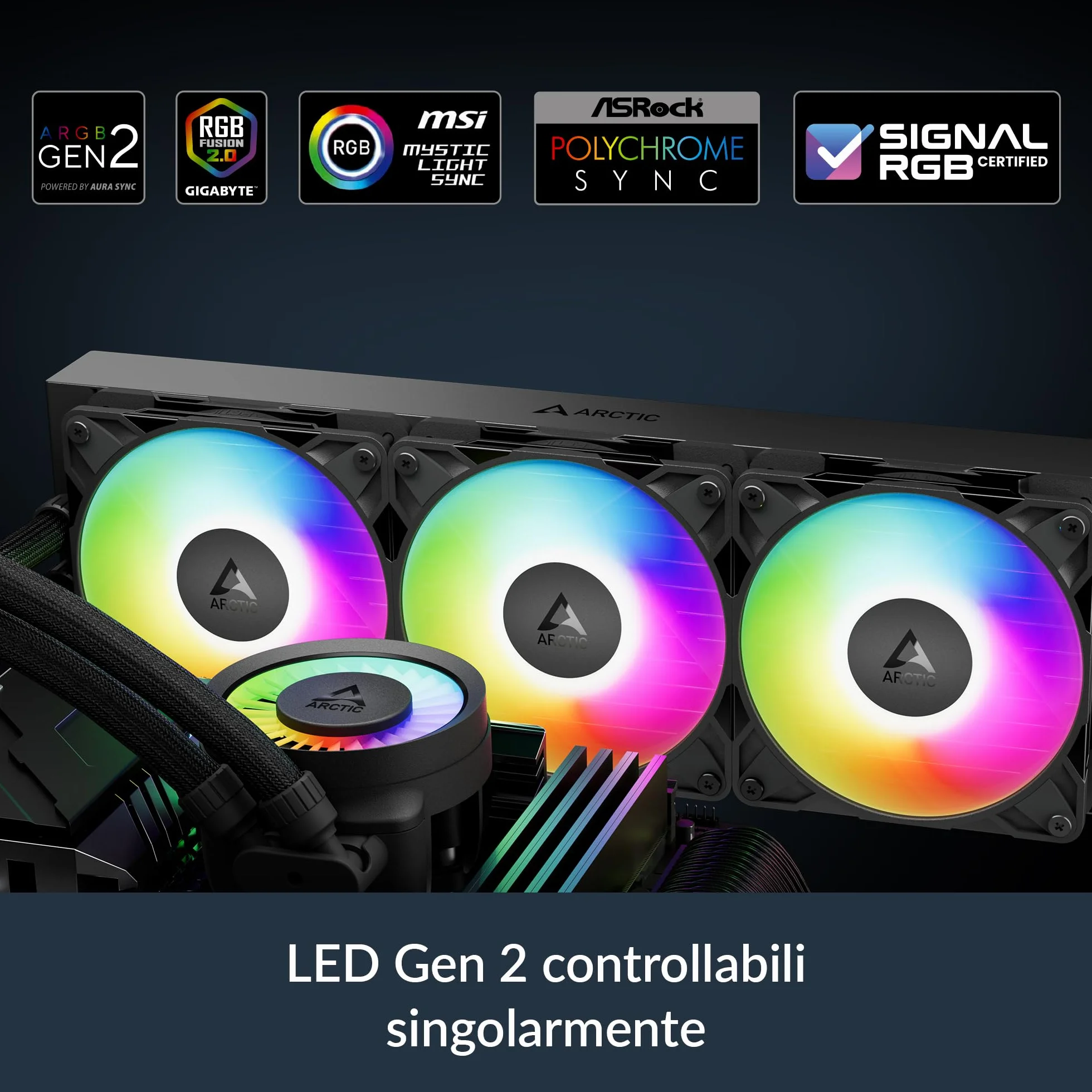 ARCTIC Liquid Freezer III Pro 360 A-RGB (nero) - Dissipatore AIO CPU, 3 x 120 mm Raffreddamento a Liquido, Radiatore 38 mm, Pompa PWM, Ventola VRM, AM5/AM4, Intel LGA1851/1700 Telaio di Contatto -