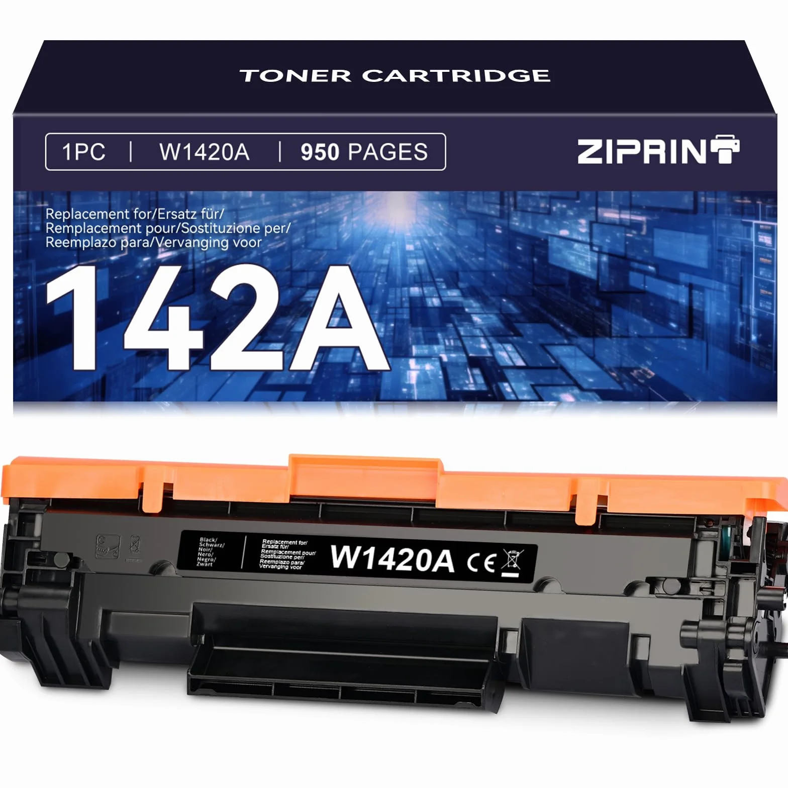 ZIPRINT 142A Toner di ricambio per HP142A W1420A 142X W1420X per Toner HP Laserjet M140we per TonerHP Laserjet M110we M110w MFP M140w M139we M139w (1 Nero,Nessun Chip)