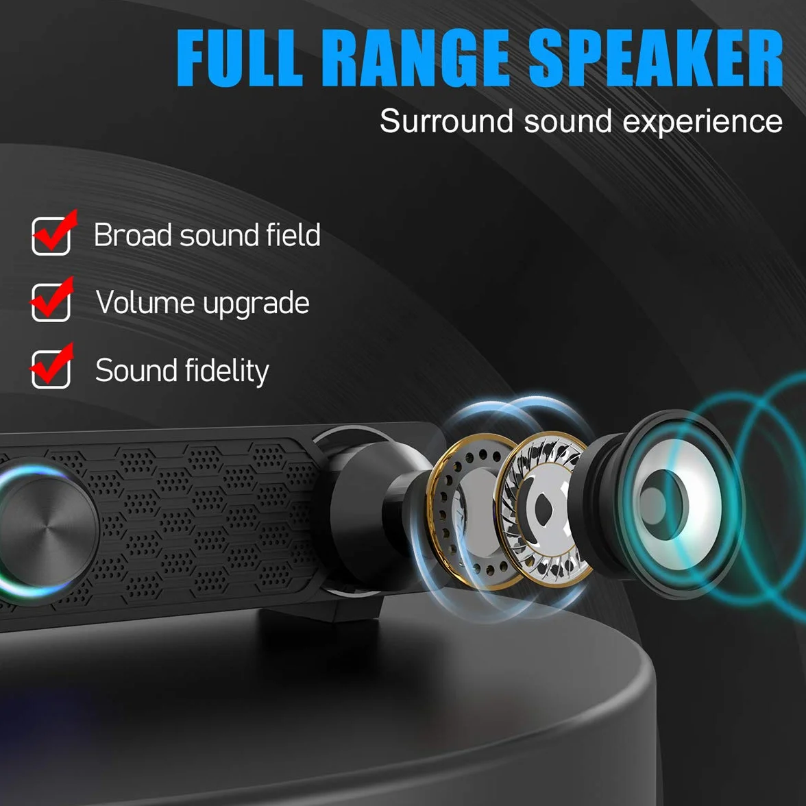 Smalody Altoparlanti PC, USB Soundbar, Altoparlante da Gioco Con Fantastiche Luci LED, Altoparlante Multimediale Perfetto per Giochi per PC, Computer, Desktop, Laptop